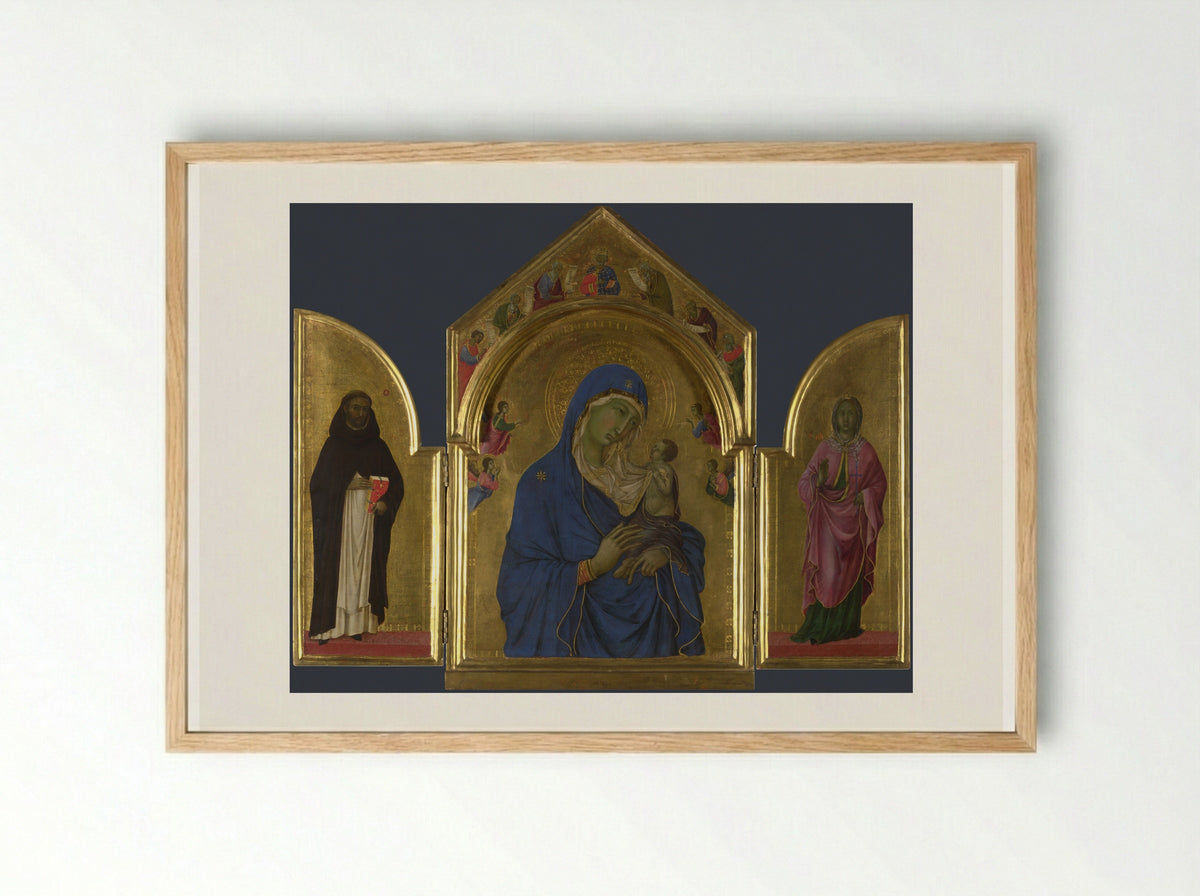Triptych with the Virgin and Child - Duccio di Buoninsegna - Framed Print Wood