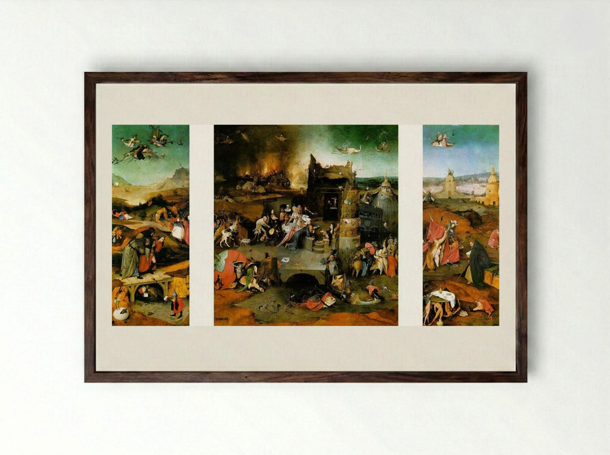 Triptych: The Temptation of St. Anthony - Hieronymus Bosch - Framed Print Dark Wood