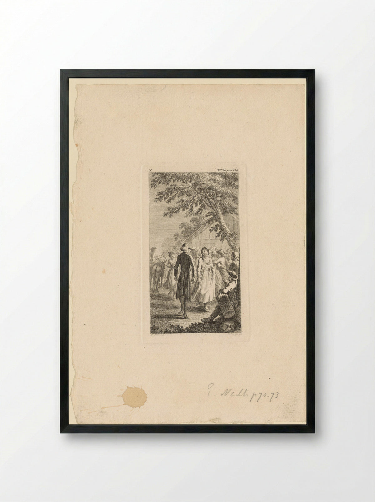Tristram Shandy Dancing with a Peasant Girl - Christian Friedrich Himburg - Framed Print Black