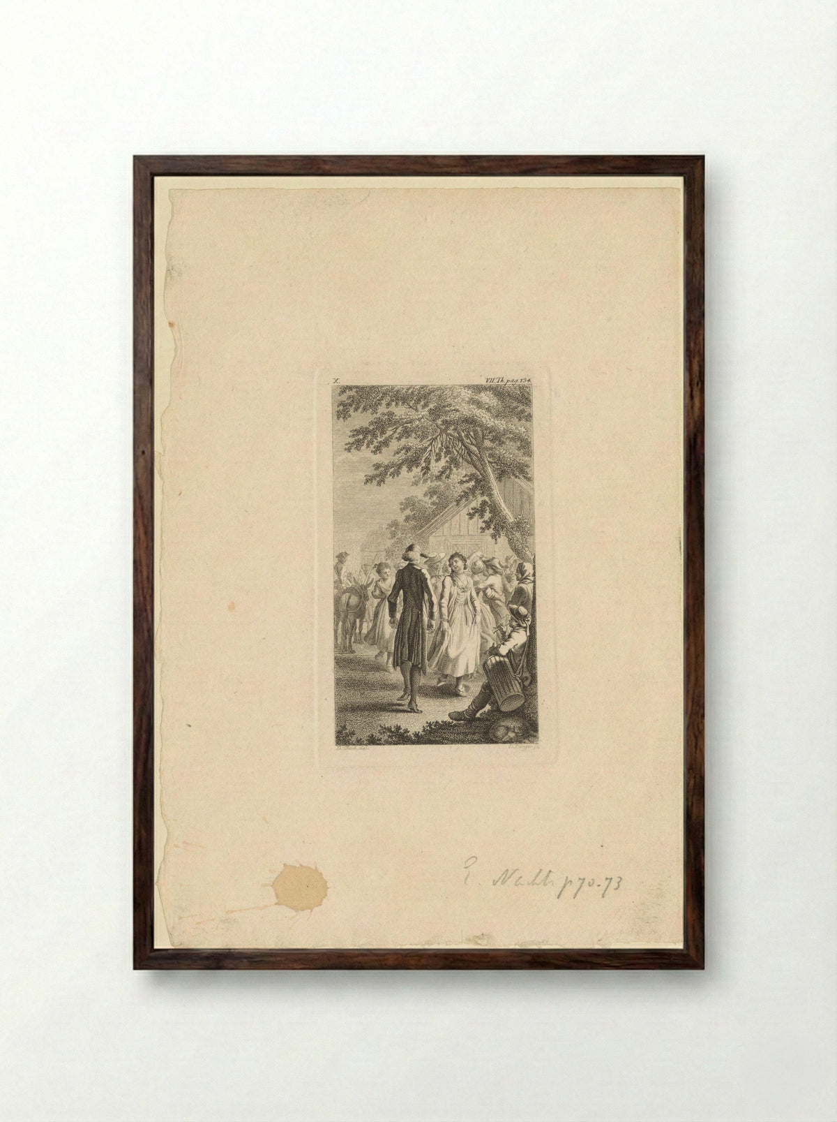 Tristram Shandy Dancing with a Peasant Girl - Christian Friedrich Himburg - Framed Print Dark Wood