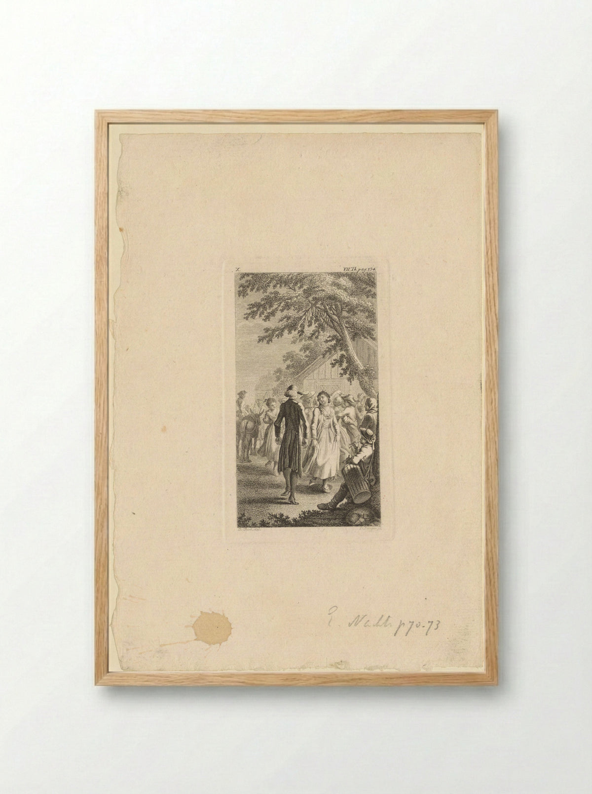 Tristram Shandy Dancing with a Peasant Girl - Christian Friedrich Himburg - Framed Print Wood