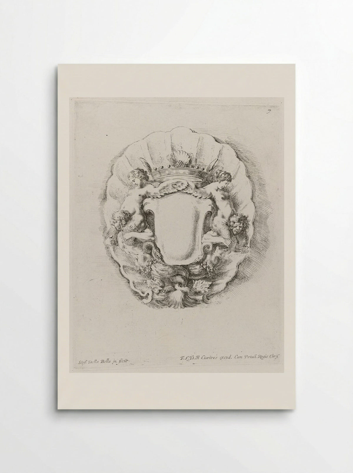 Tritons and Nereids in a Scallop Shell, with a Crown - Stefano Della Bella - Poster