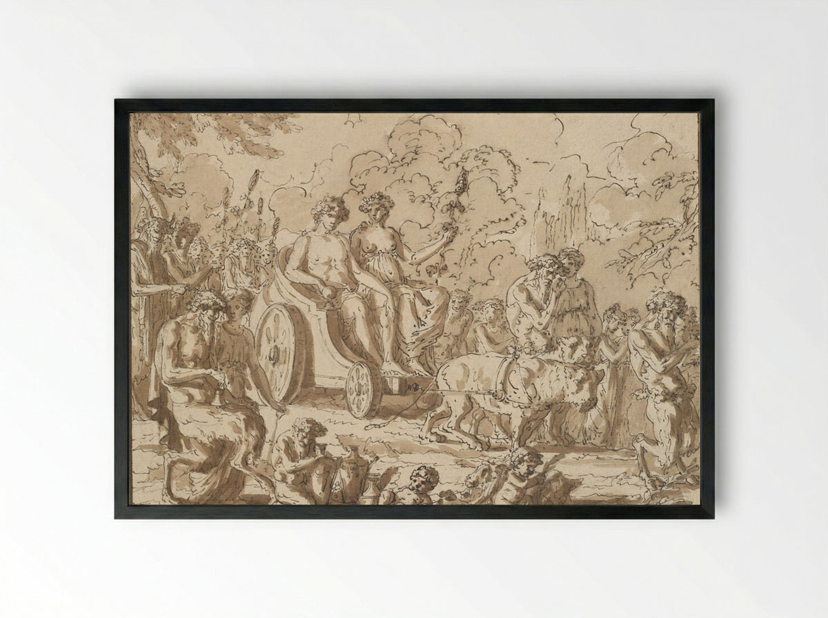 Triumph of Bacchus and Ariadne - Louis-Félix de La Rue - Framed Print Black