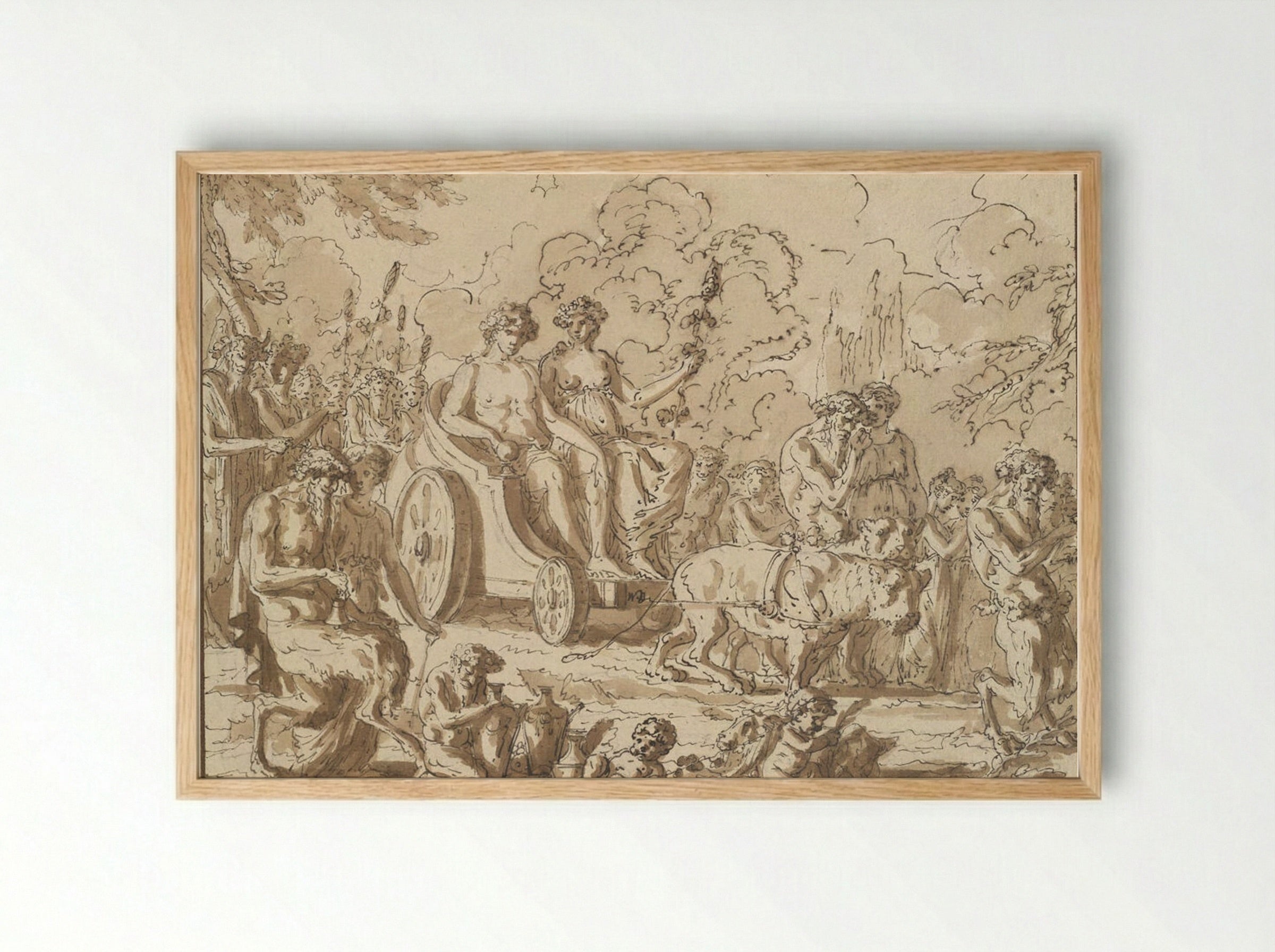 Triumph of Bacchus and Ariadne - Louis-Félix de La Rue - Framed Print Wood