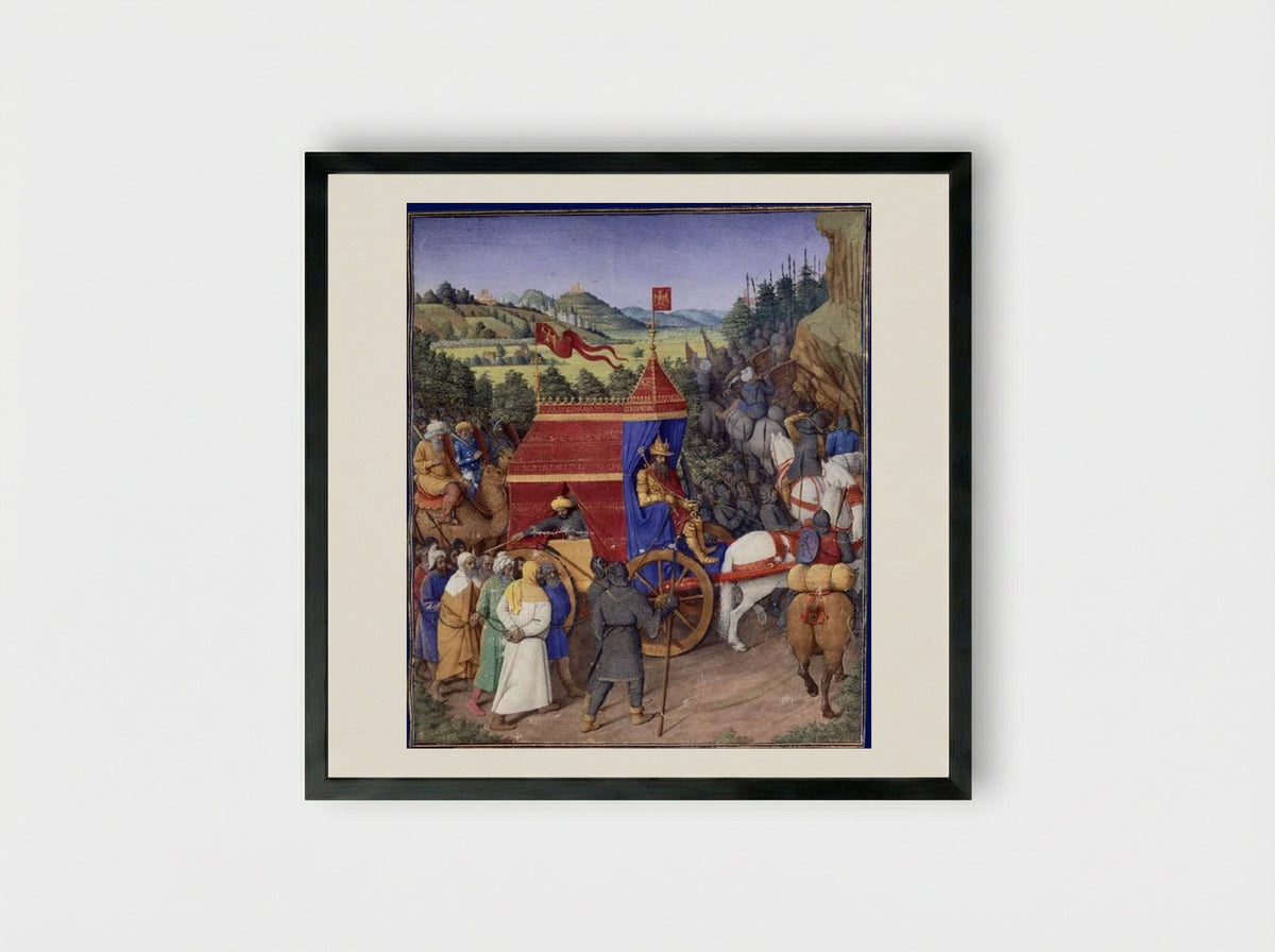 Triumph of Jehoshaphat over Adad of Assyria - Jean Fouquet - Framed Print Black