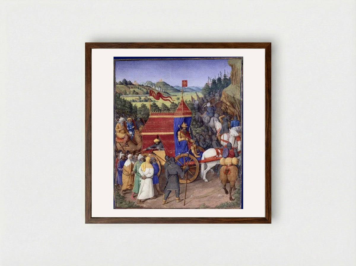 Triumph of Jehoshaphat over Adad of Assyria - Jean Fouquet - Framed Print Dark Wood