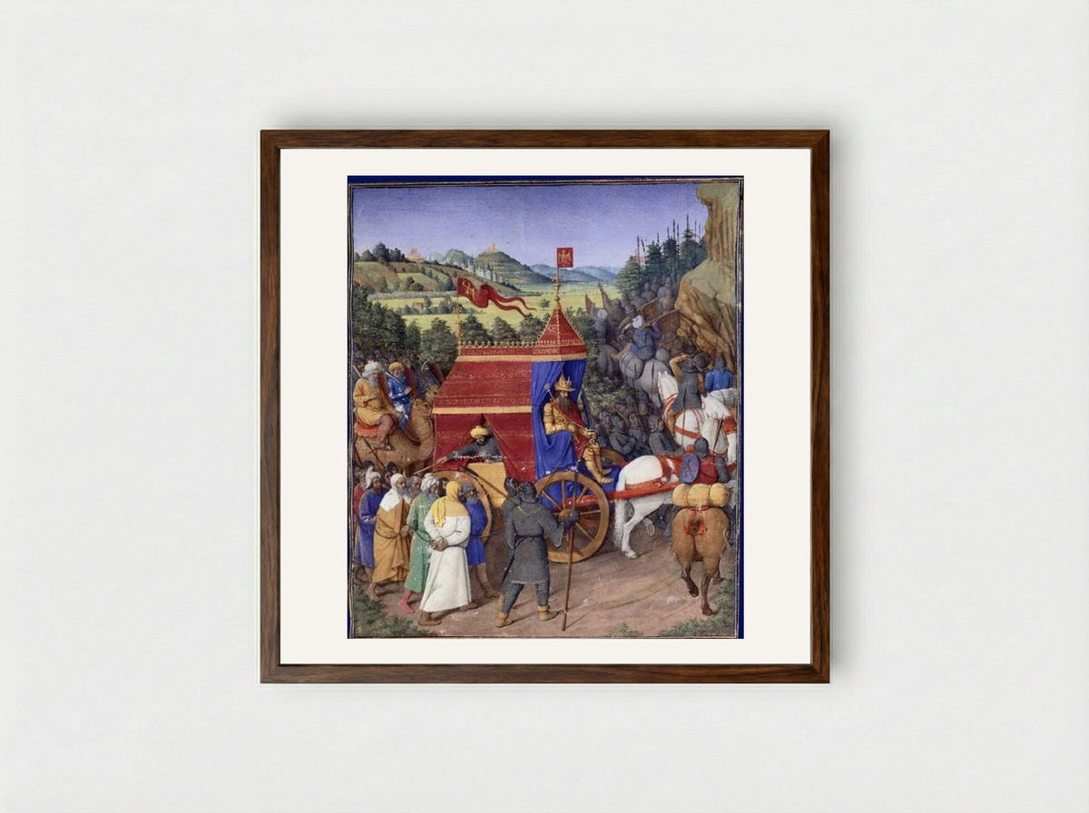 Triumph of Jehoshaphat over Adad of Assyria - Jean Fouquet - Framed Print Dark Wood