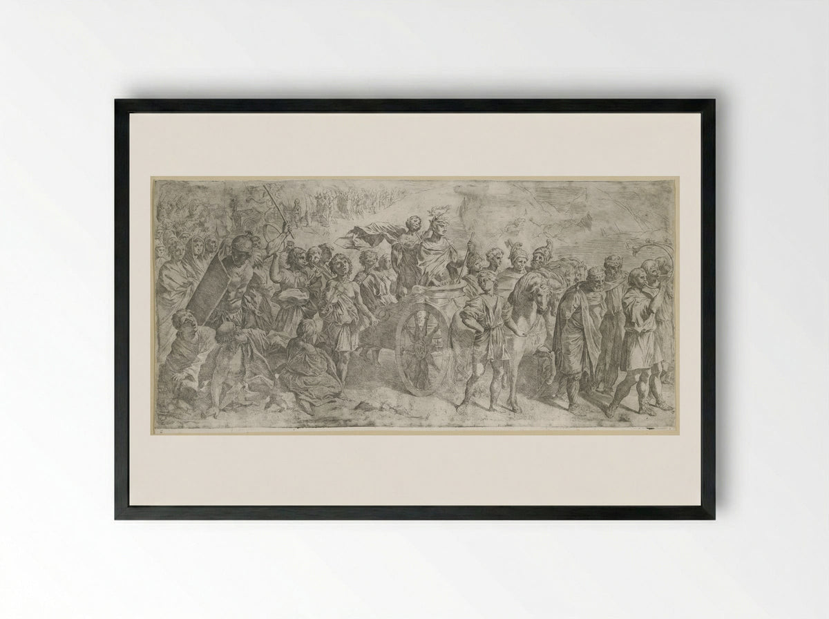 Triumph of a Roman Emperor - Giovanni Lanfranco - Framed Print Black