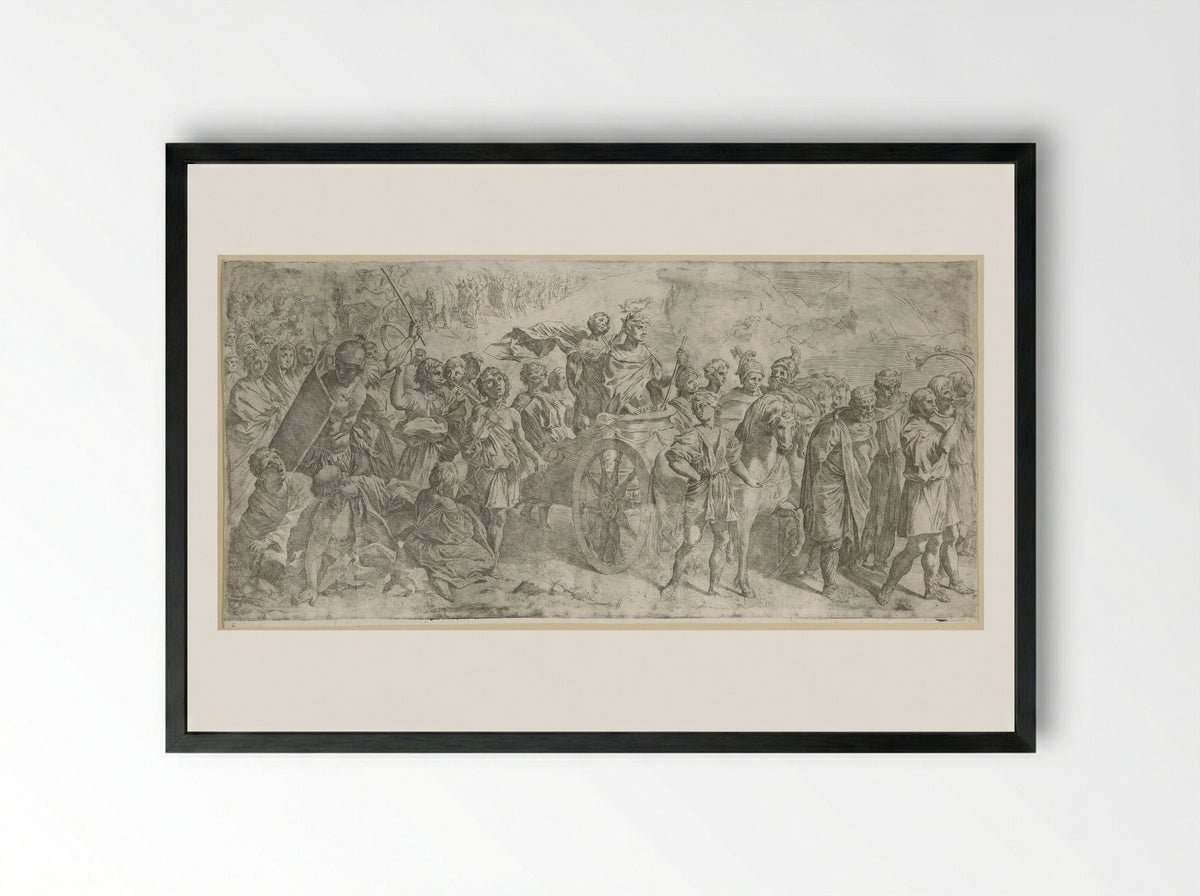 Triumph of a Roman Emperor - Giovanni Lanfranco - Framed Print Black