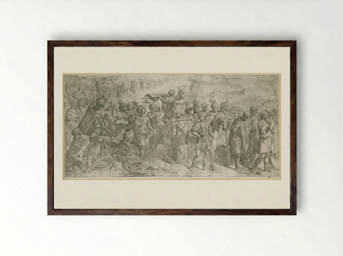 Triumph of a Roman Emperor - Giovanni Lanfranco - Framed Print Dark Wood