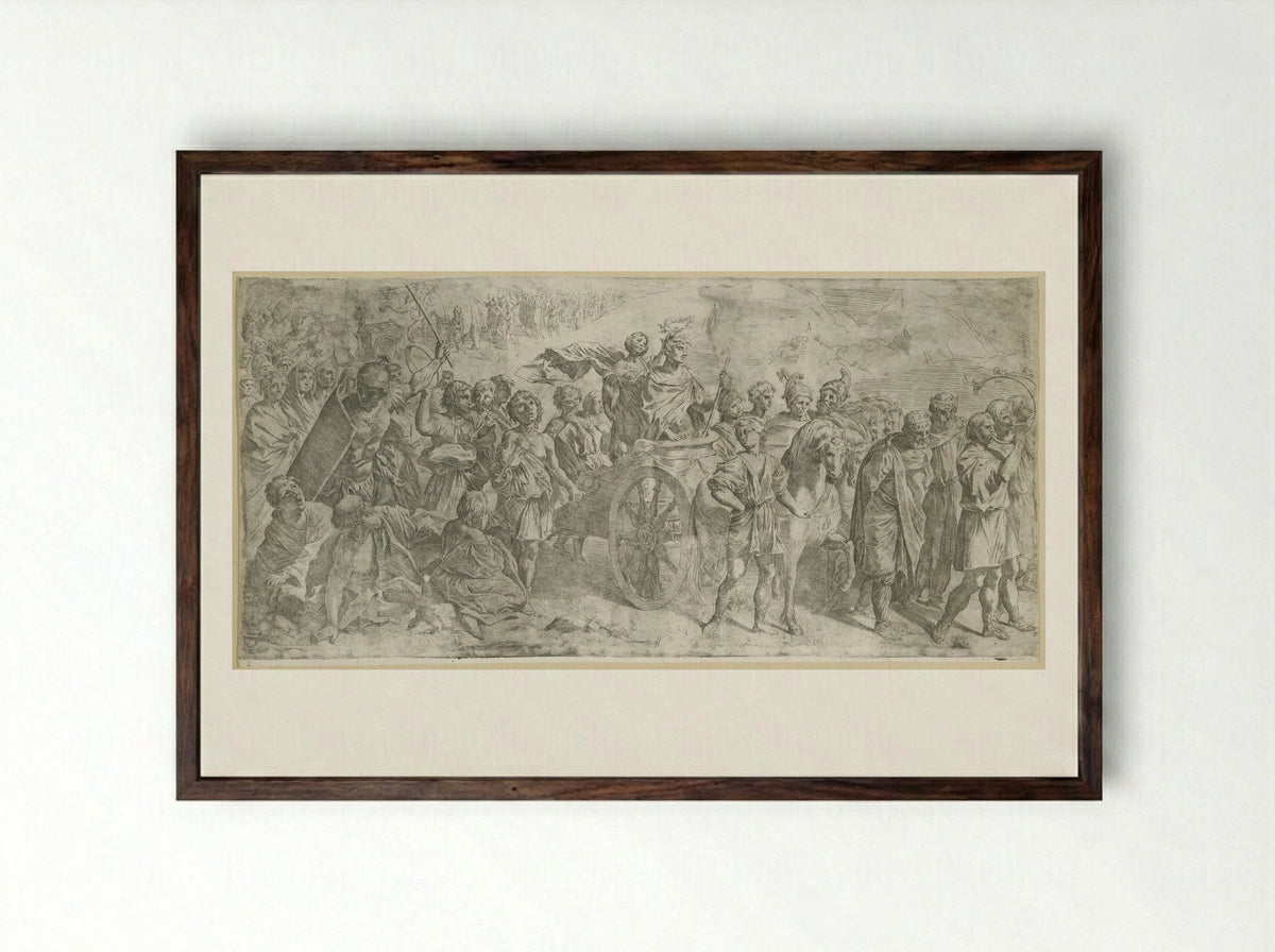 Triumph of a Roman Emperor - Giovanni Lanfranco - Framed Print Dark Wood