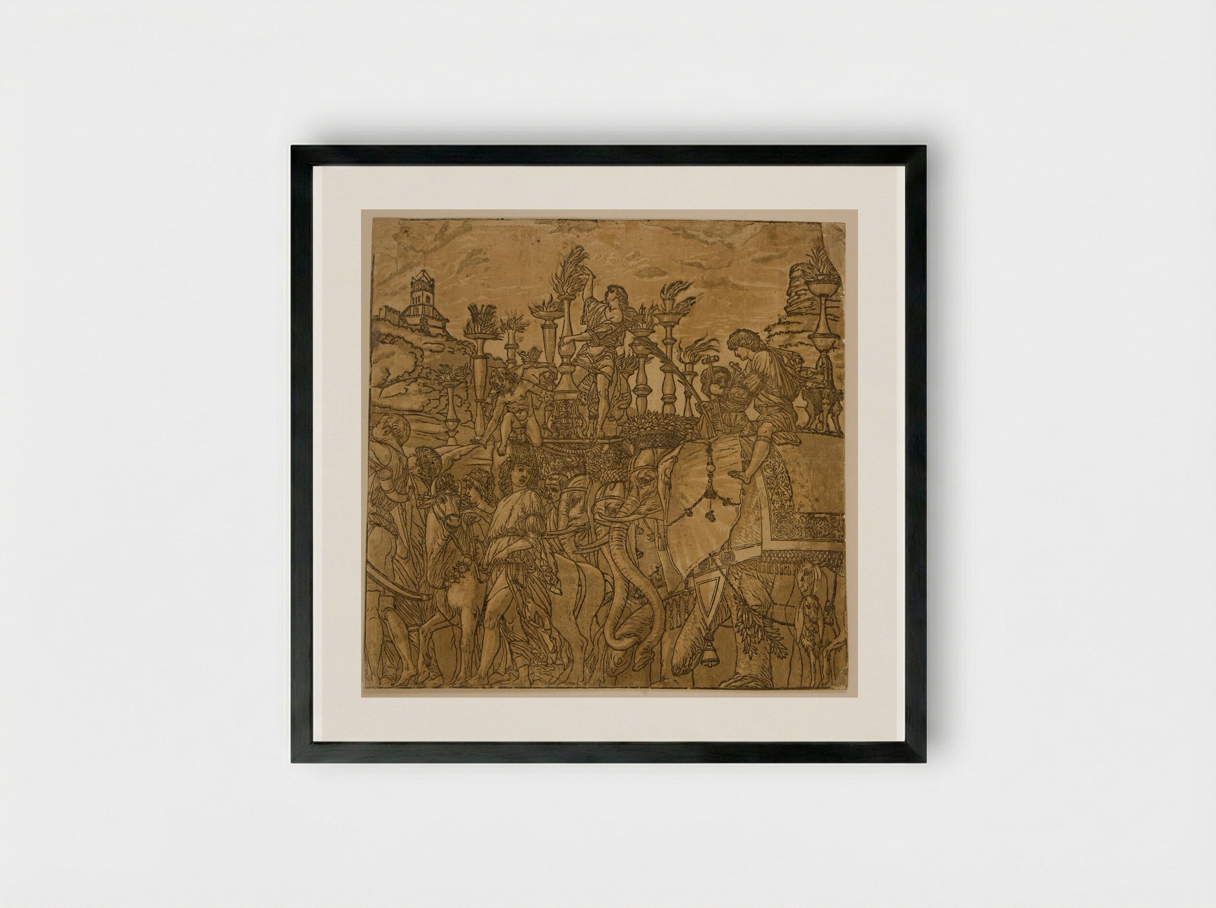 Triumph with Elephants - Andrea Andreani - Framed Print Black