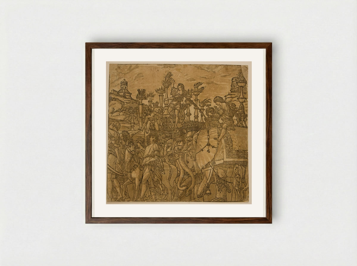 Triumph with Elephants - Andrea Andreani - Framed Print Dark Wood