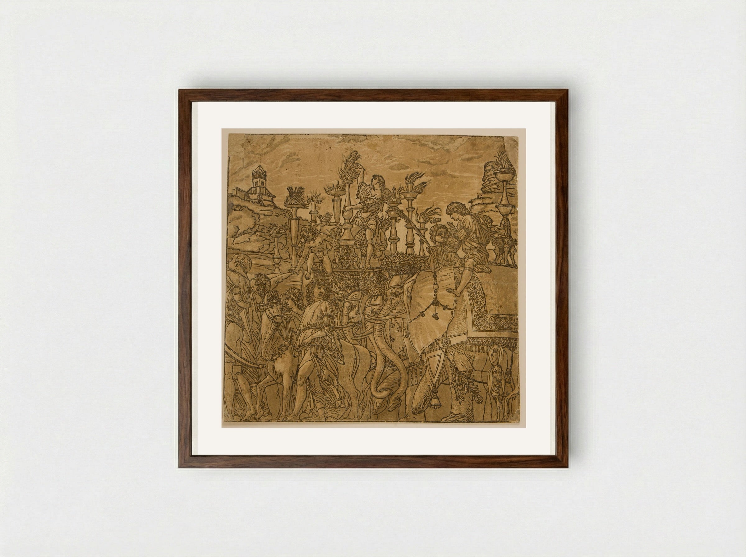 Triumph with Elephants - Andrea Andreani - Framed Print Dark Wood