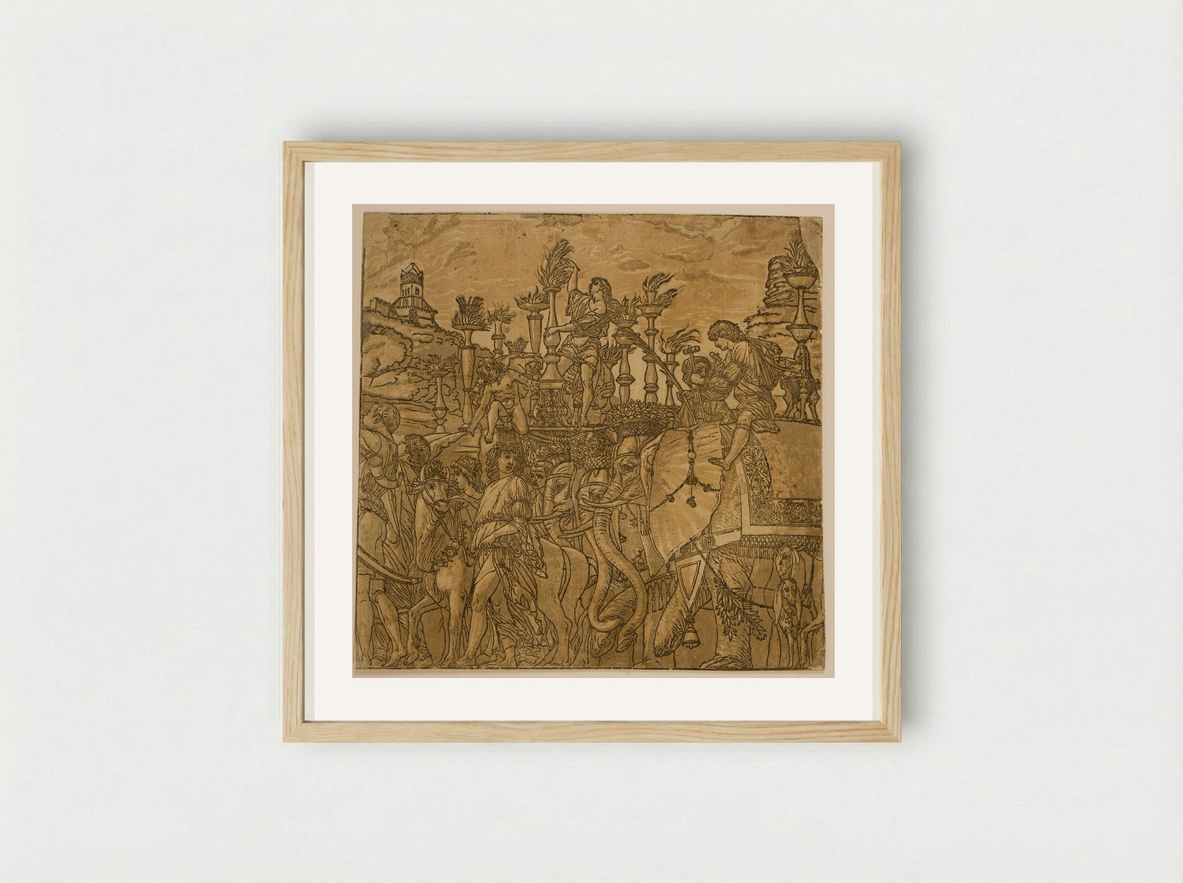 Triumph with Elephants - Andrea Andreani - Framed Print Wood