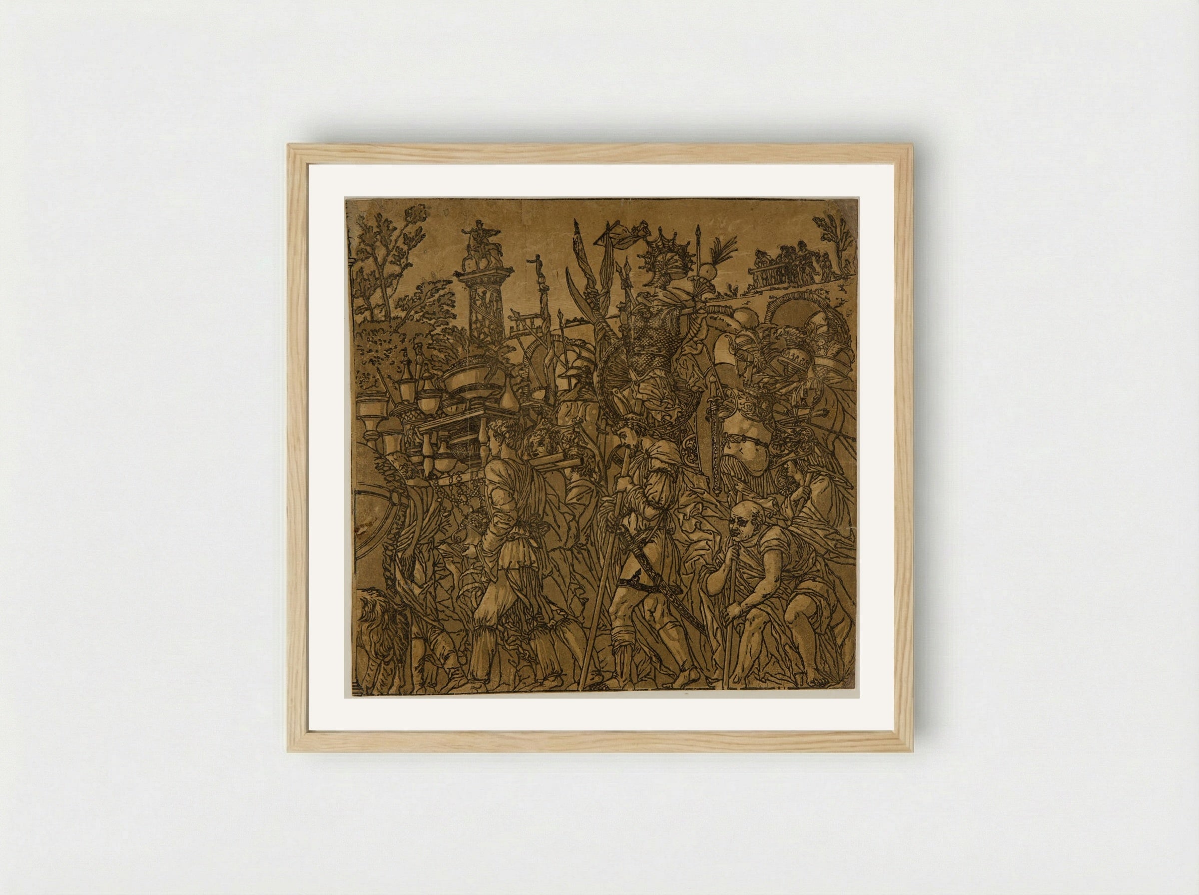 Triumph with Men Carrying Vases and Trophies - Andrea Andreani - Framed Print Wood