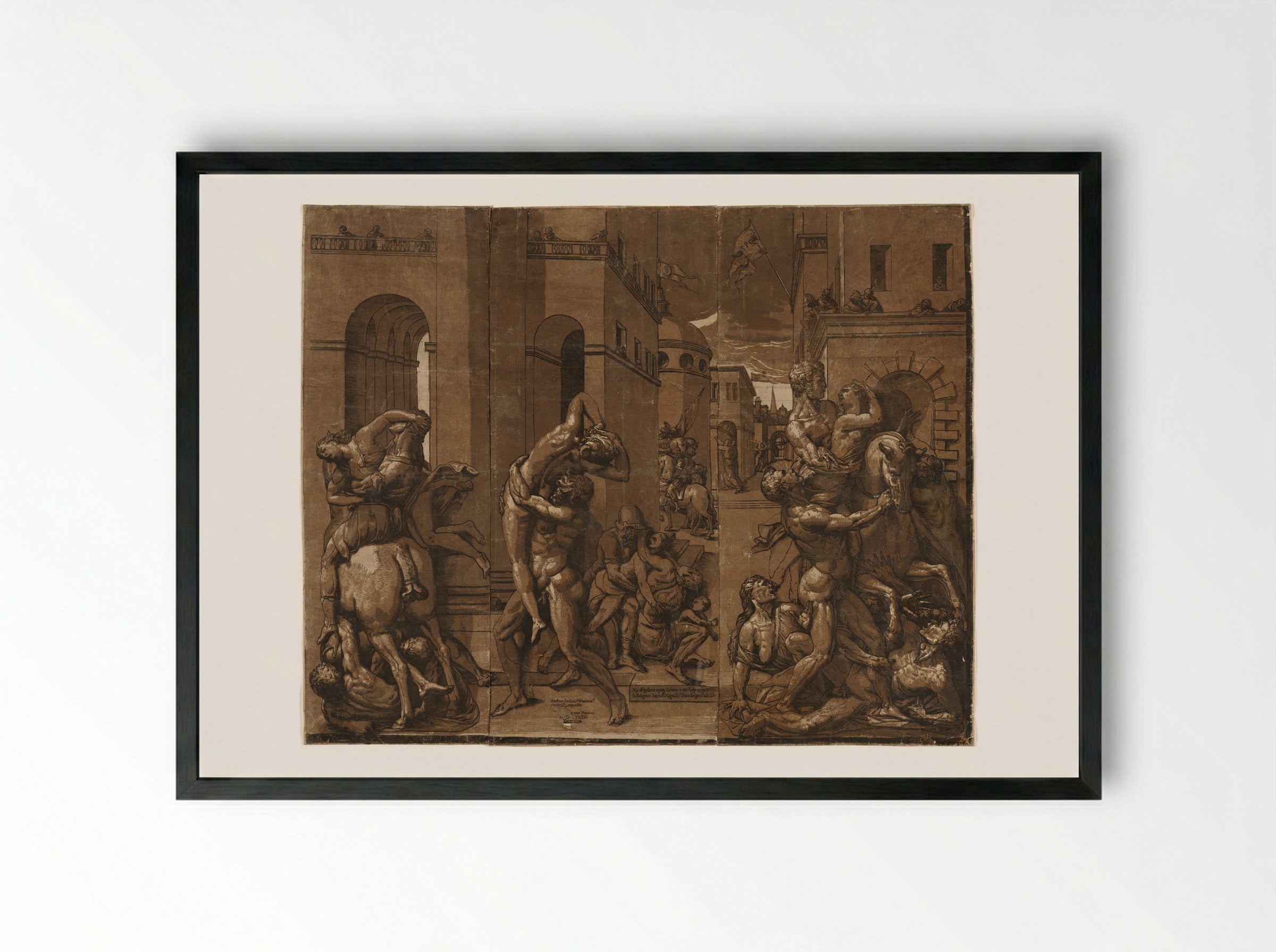 Triumph with Men, Women, and Children - Andrea Andreani - Framed Print Black