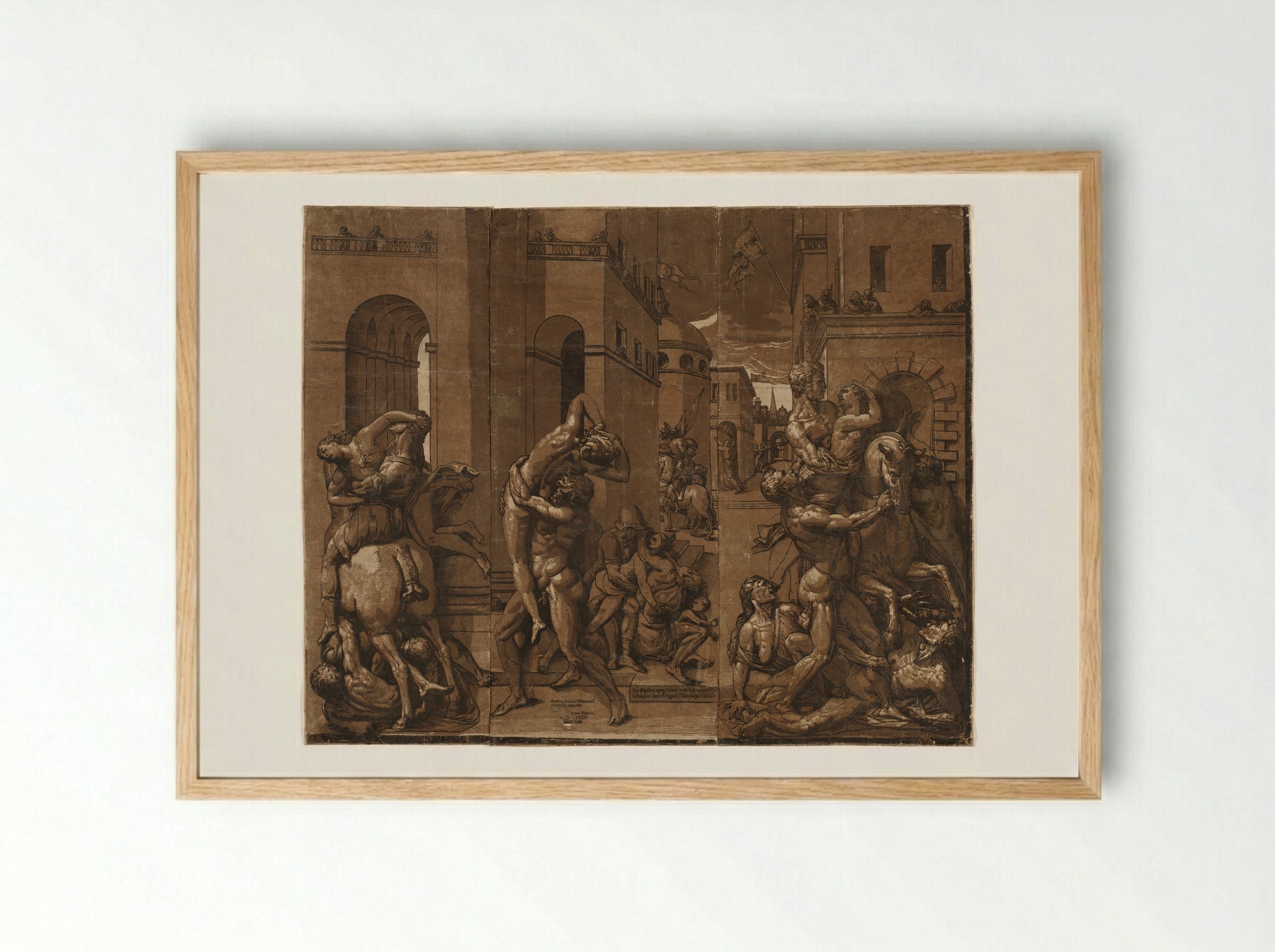 Triumph with Men, Women, and Children - Andrea Andreani - Framed Print Wood