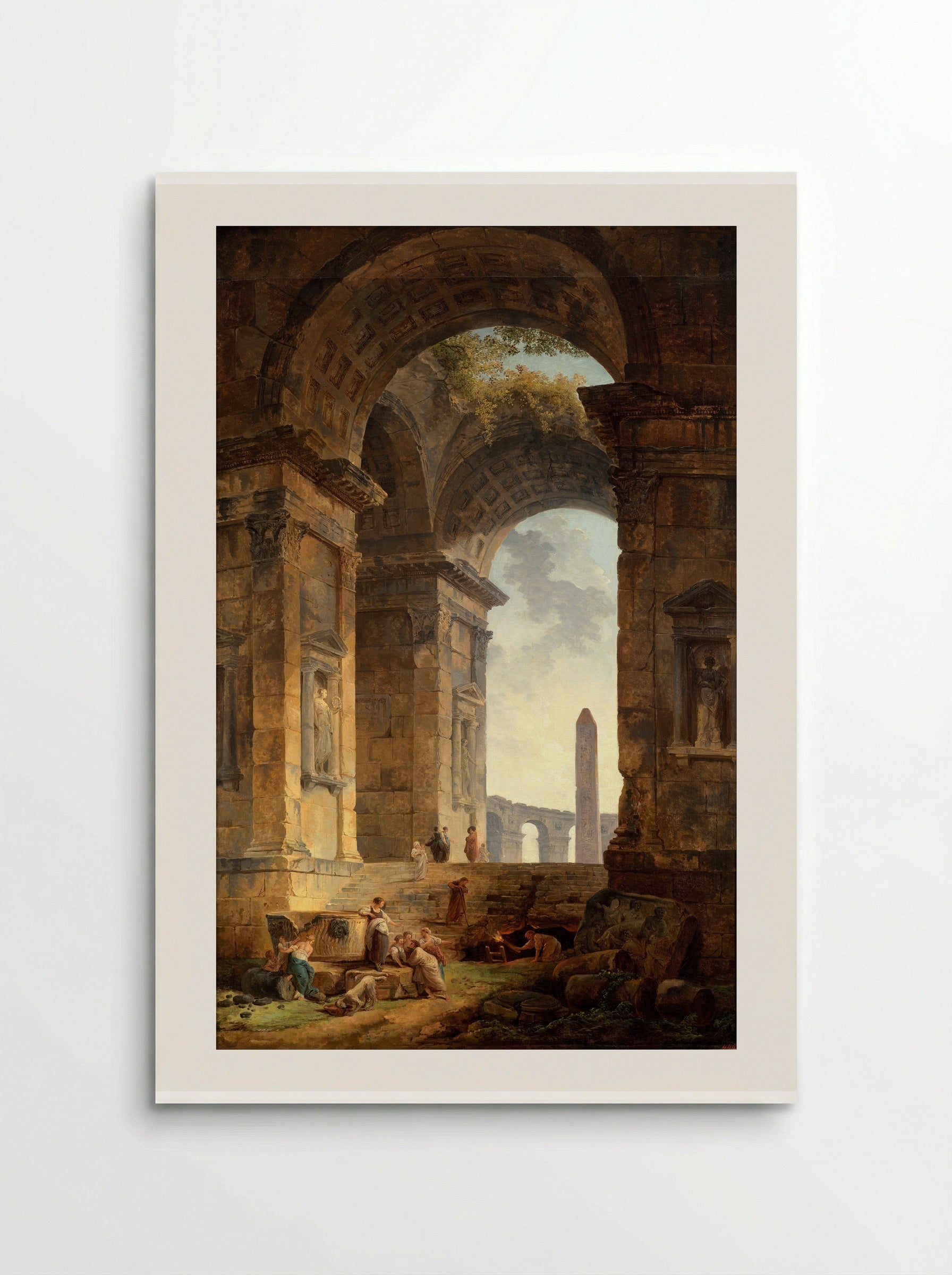 Triumphal Arch and Ruins with the Pantheon in the Distance - Hubert Robert - Poster