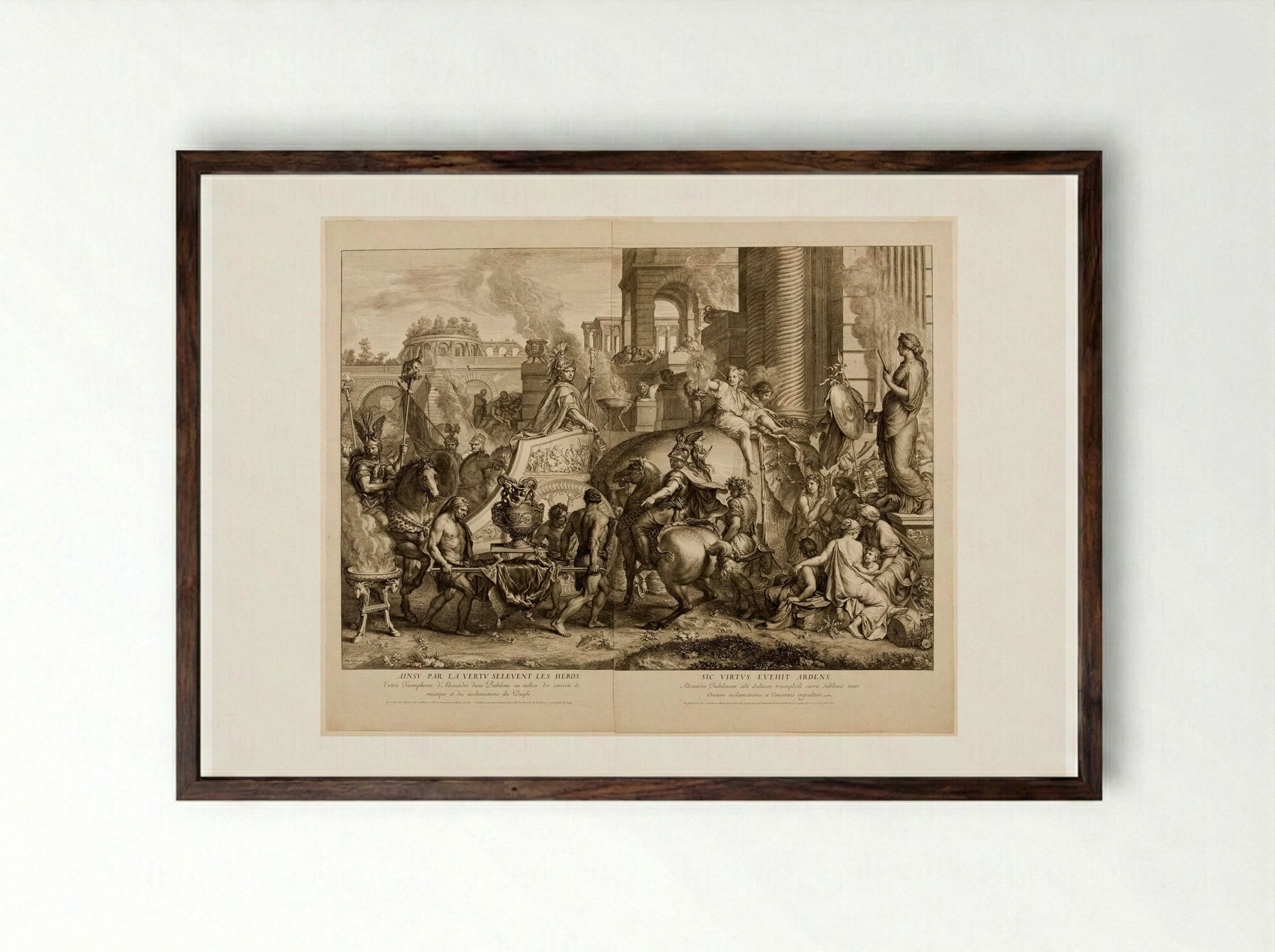 Triumphal Entry of Alexander into Babylon - Gérard Audran - Framed Print Dark Wood