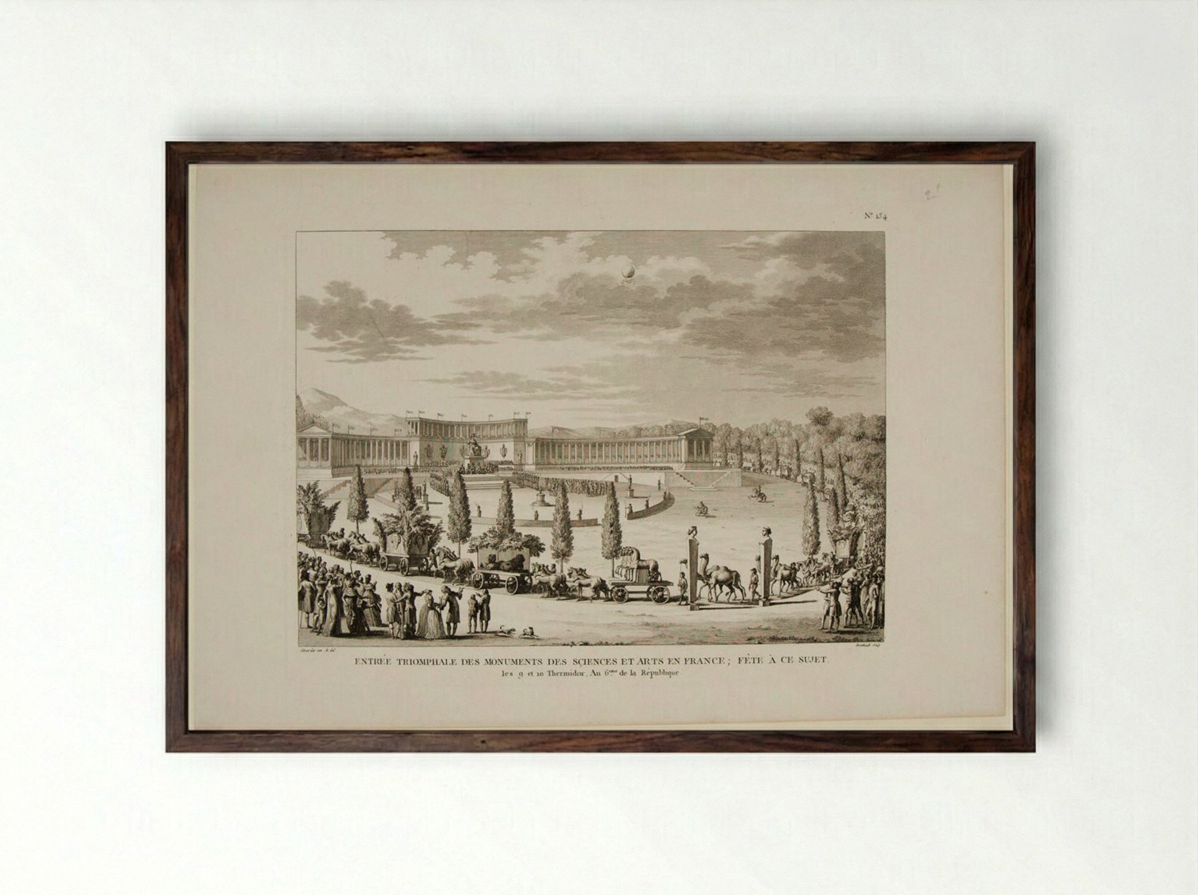 Triumphal Entry of the Monuments of Arts and Sciences - Pierre Gabriel Berthault - Framed Print Dark Wood