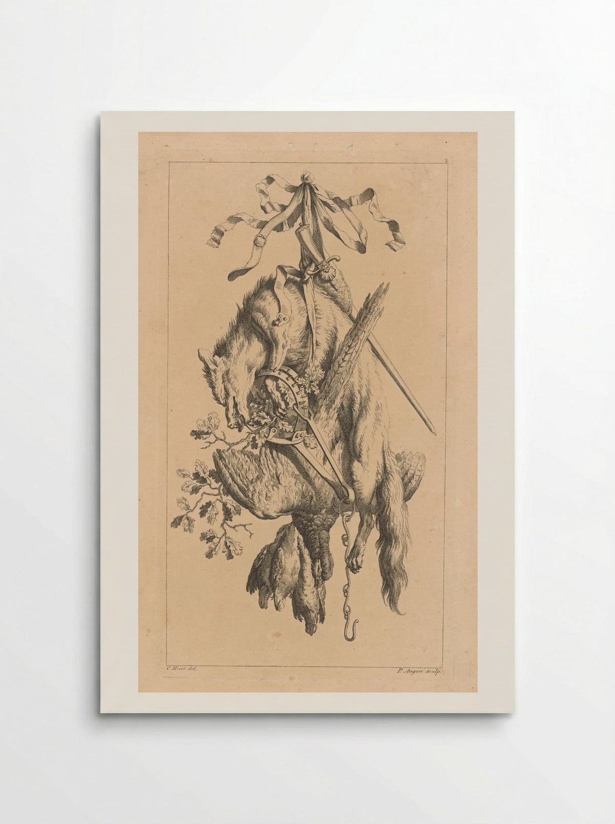 Trofee met vos en vogels - François Vivares - Poster