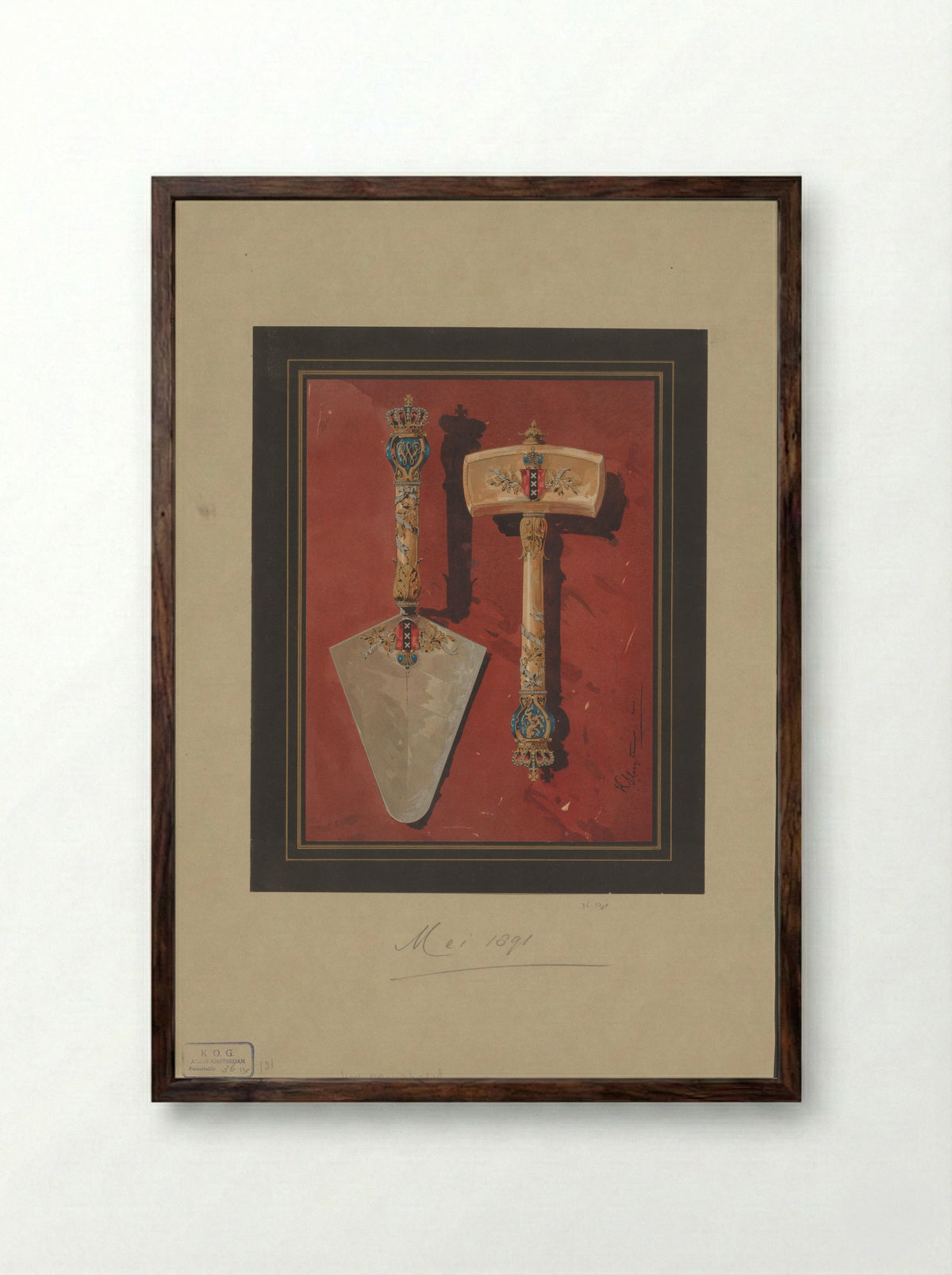 Troffel en hamer - Karel Sluijterman - Framed Print Dark Wood
