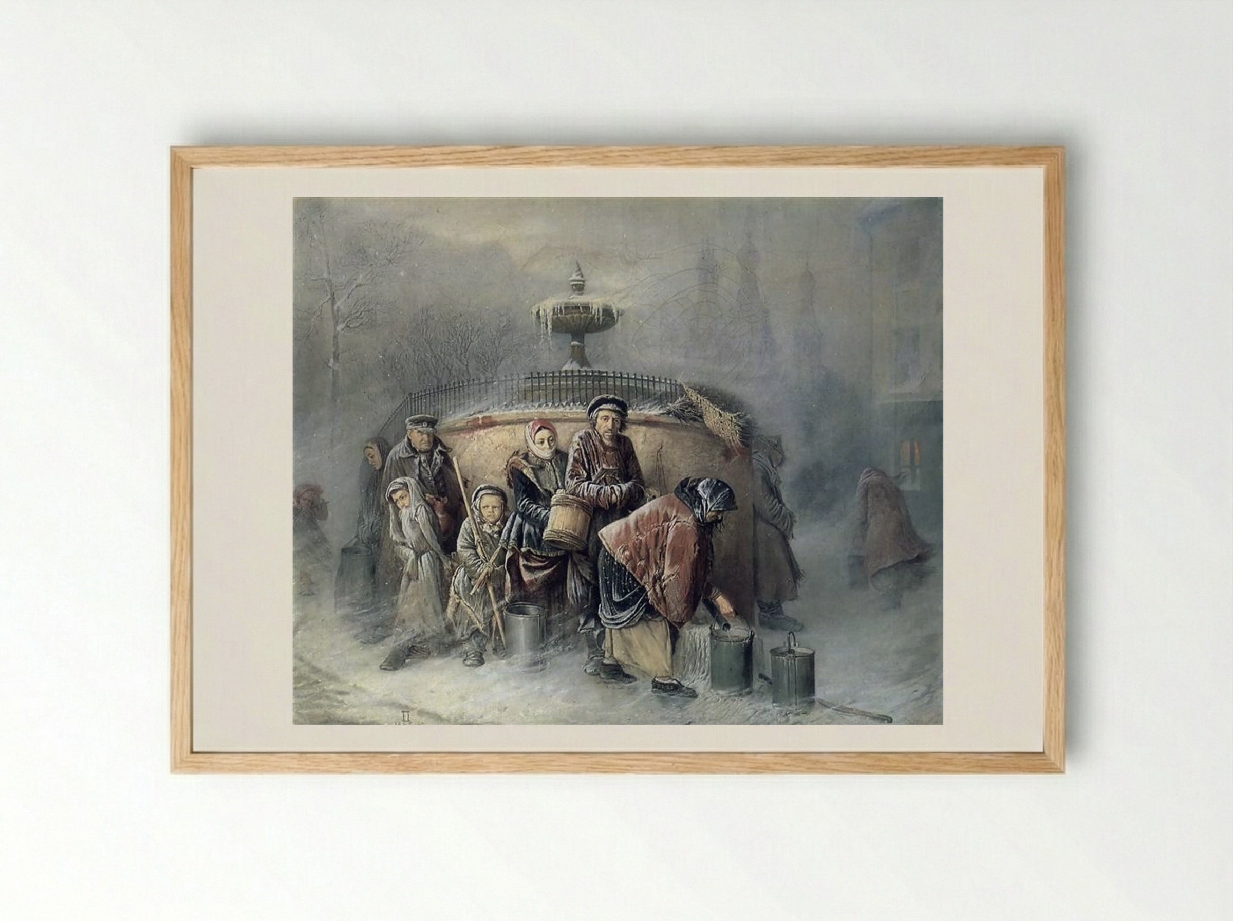 Troika (Apprentices Fetching Water) - Vasily Perov - Framed Print Wood