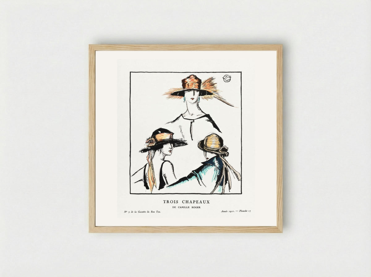Trois Chapeaux (Three Hats) - Porter Woodruff - Framed Print Wood