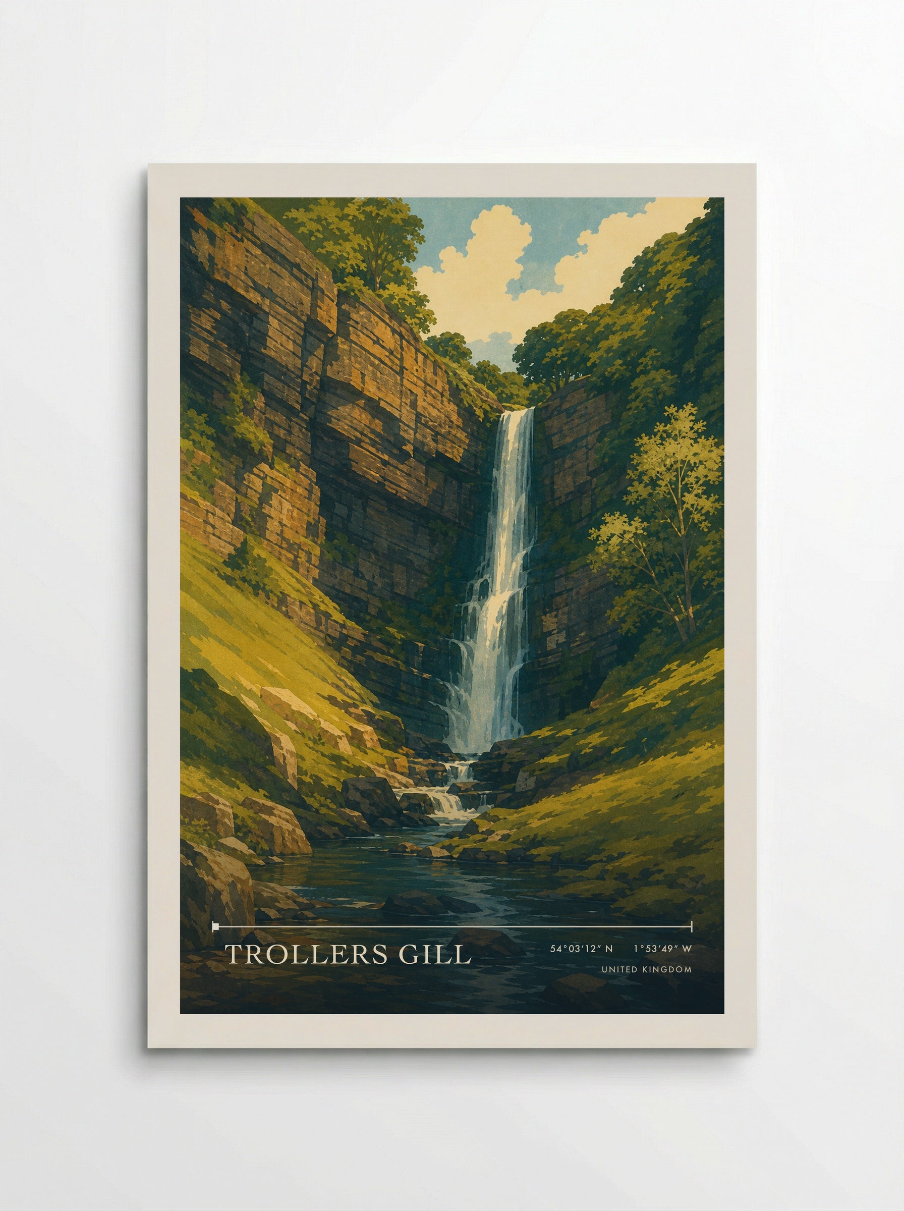 Trollers Gill United Kingdom Travel Poster - Poster