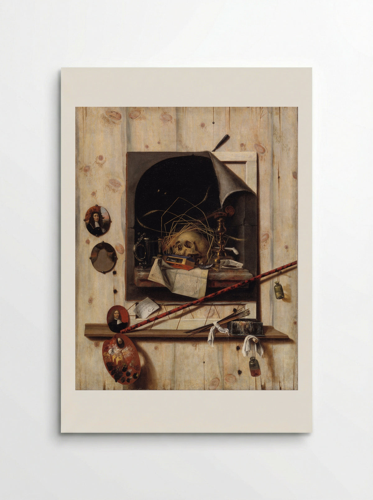 Trompe l'oeil with Studio Wall and Vanitas Still Life - Cornelis Norbertus Gysbrechts - Poster