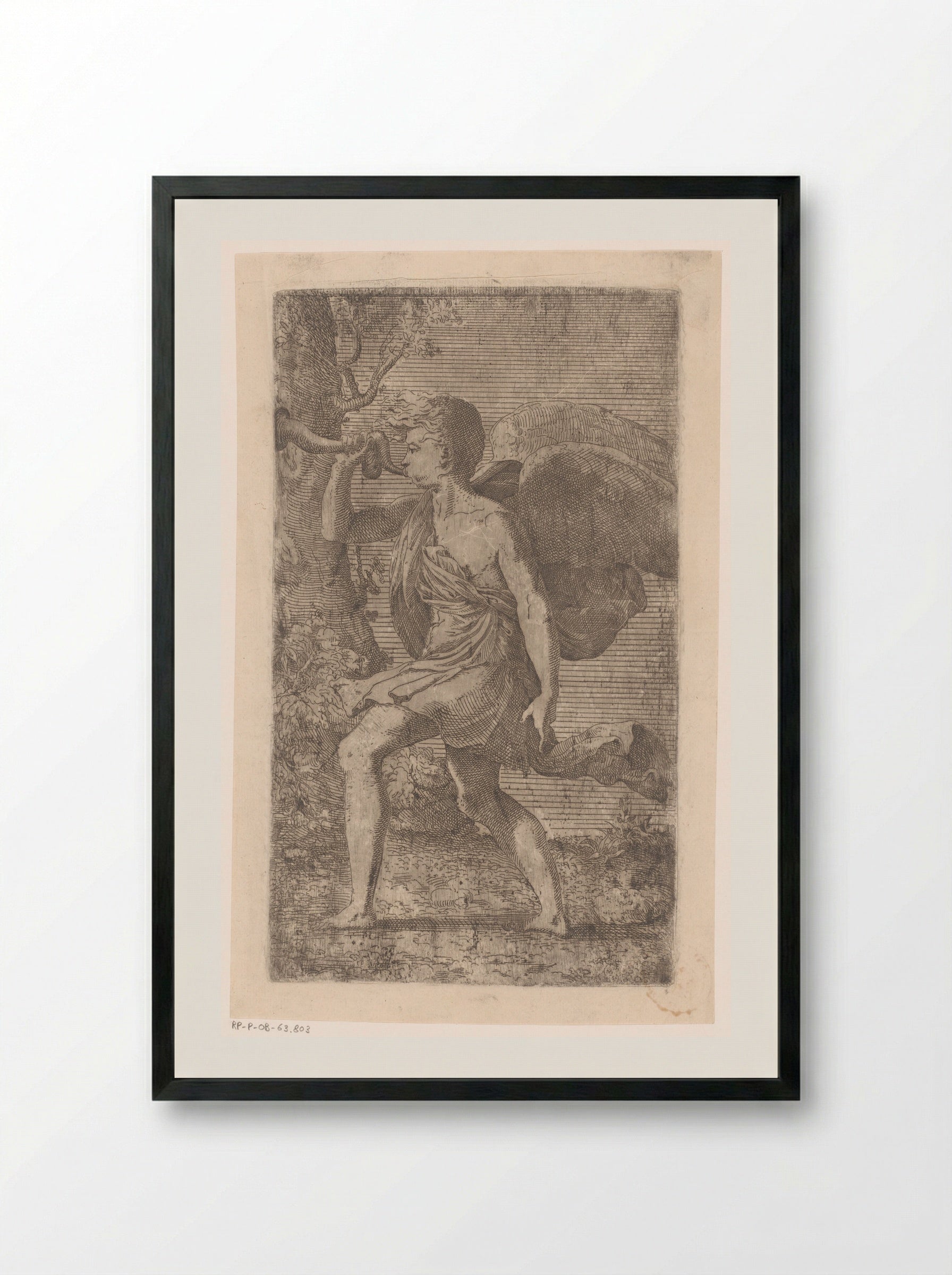 Trompetblazende engel - Léon Davent - Framed Print Black