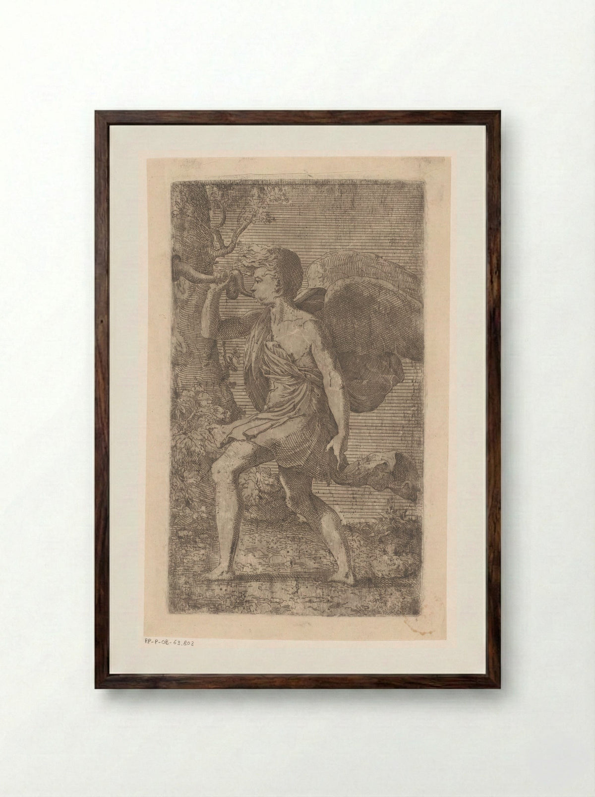 Trompetblazende engel - Léon Davent - Framed Print Dark Wood