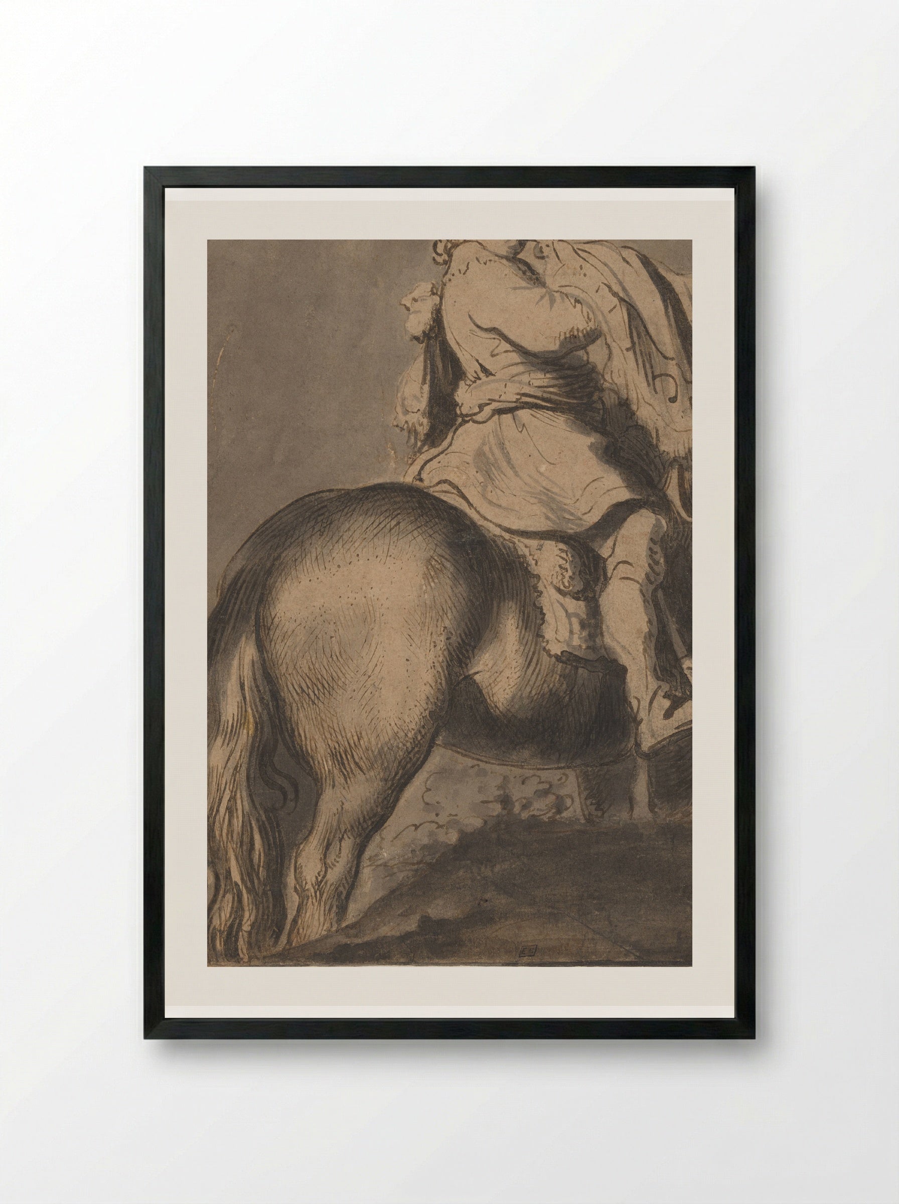 Trompetter te paard - Jan Lievens - Framed Print Black