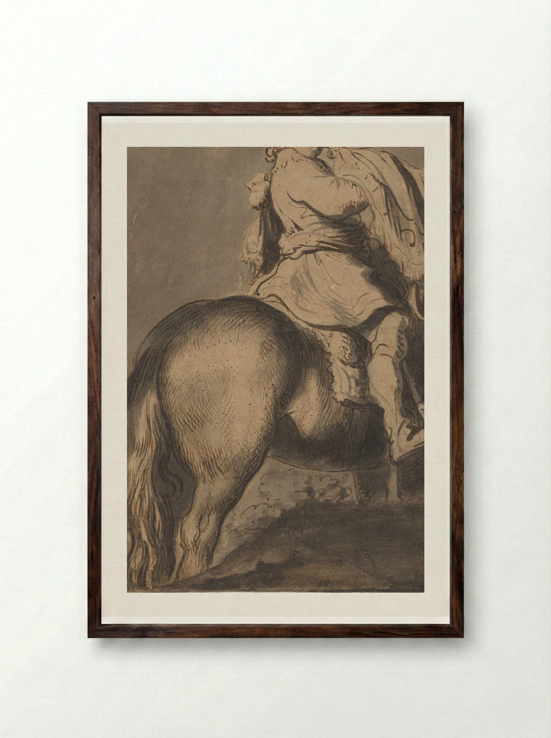 Trompetter te paard - Jan Lievens - Framed Print Dark Wood