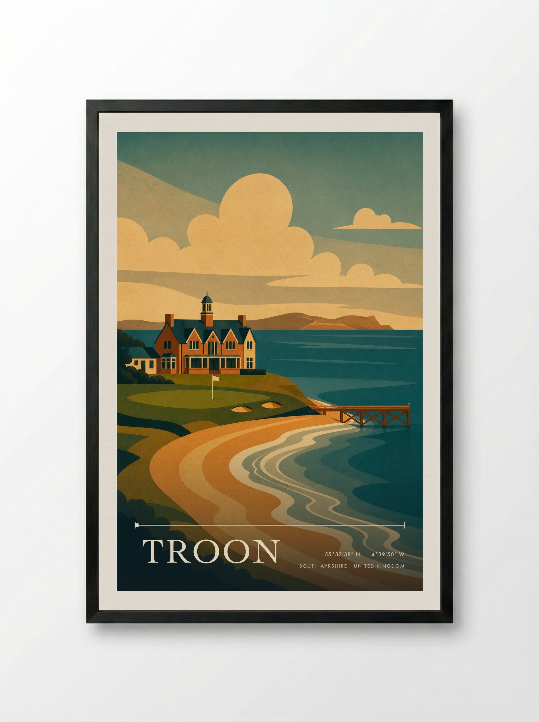 Troon South Ayrshire United Kingdom Travel Poster - Framed Print Black