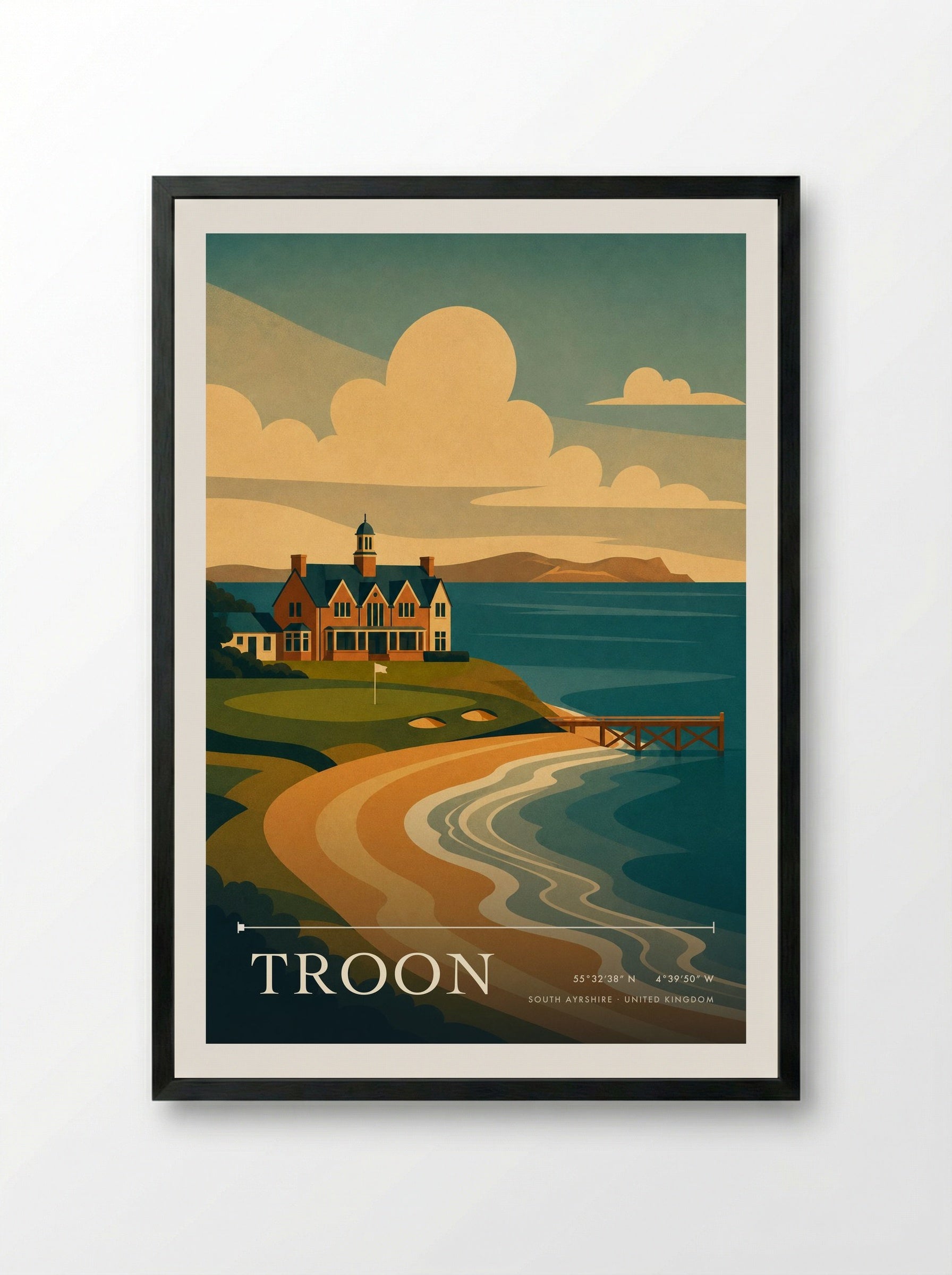 Troon South Ayrshire United Kingdom Travel Poster - Framed Print Black