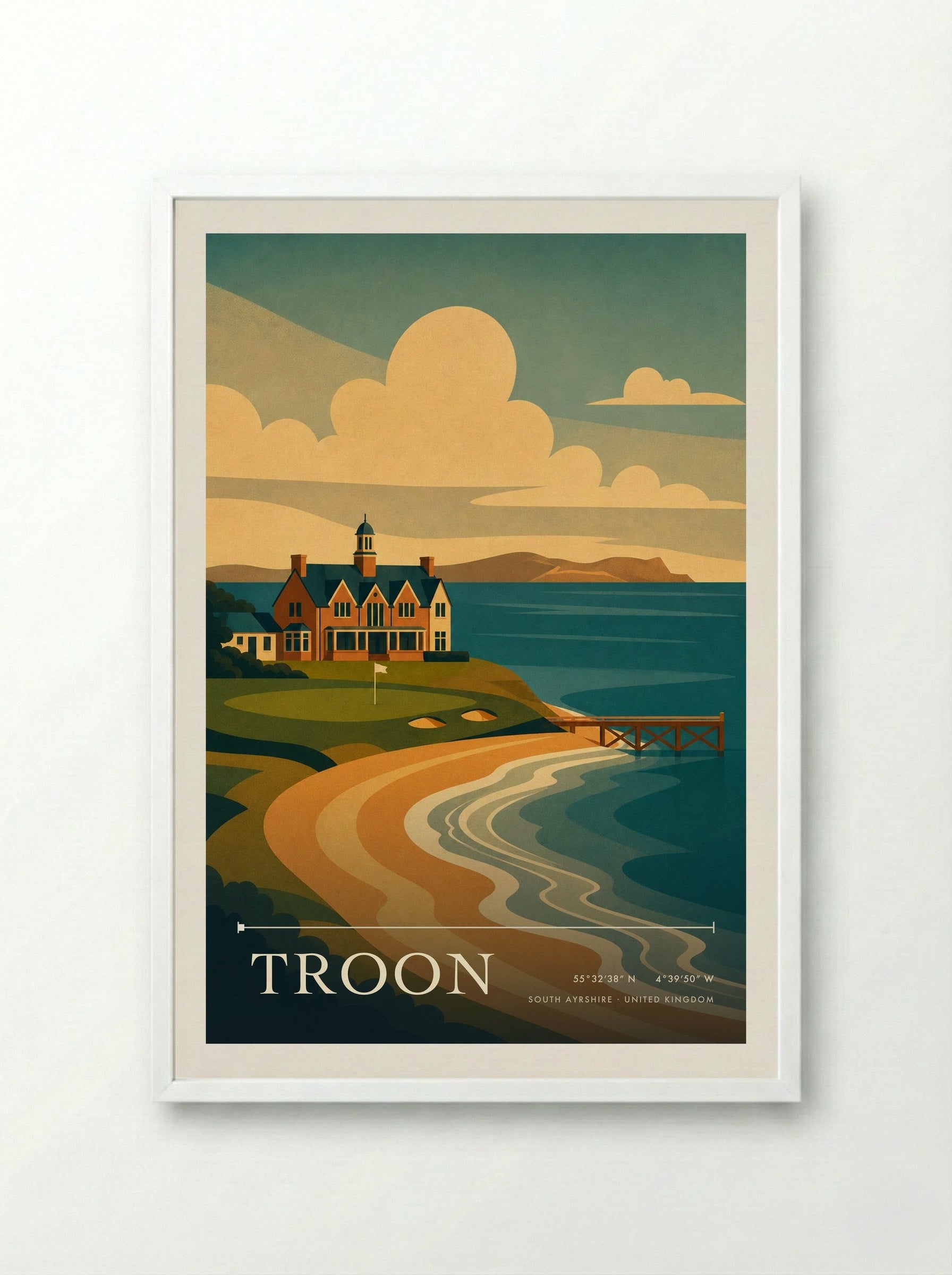 Troon South Ayrshire United Kingdom Travel Poster - Framed Print White