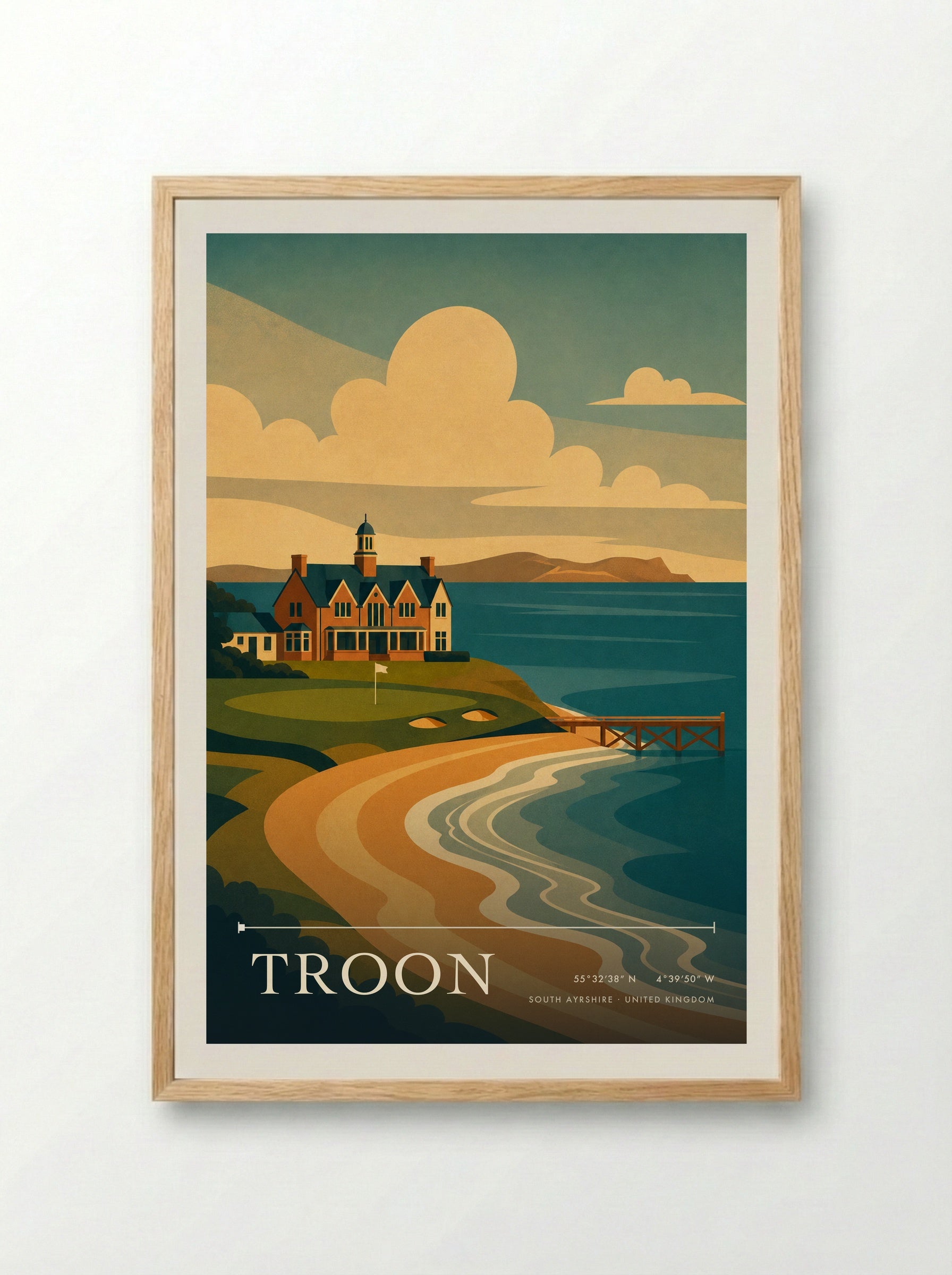 Troon South Ayrshire United Kingdom Travel Poster - Framed Print Wood