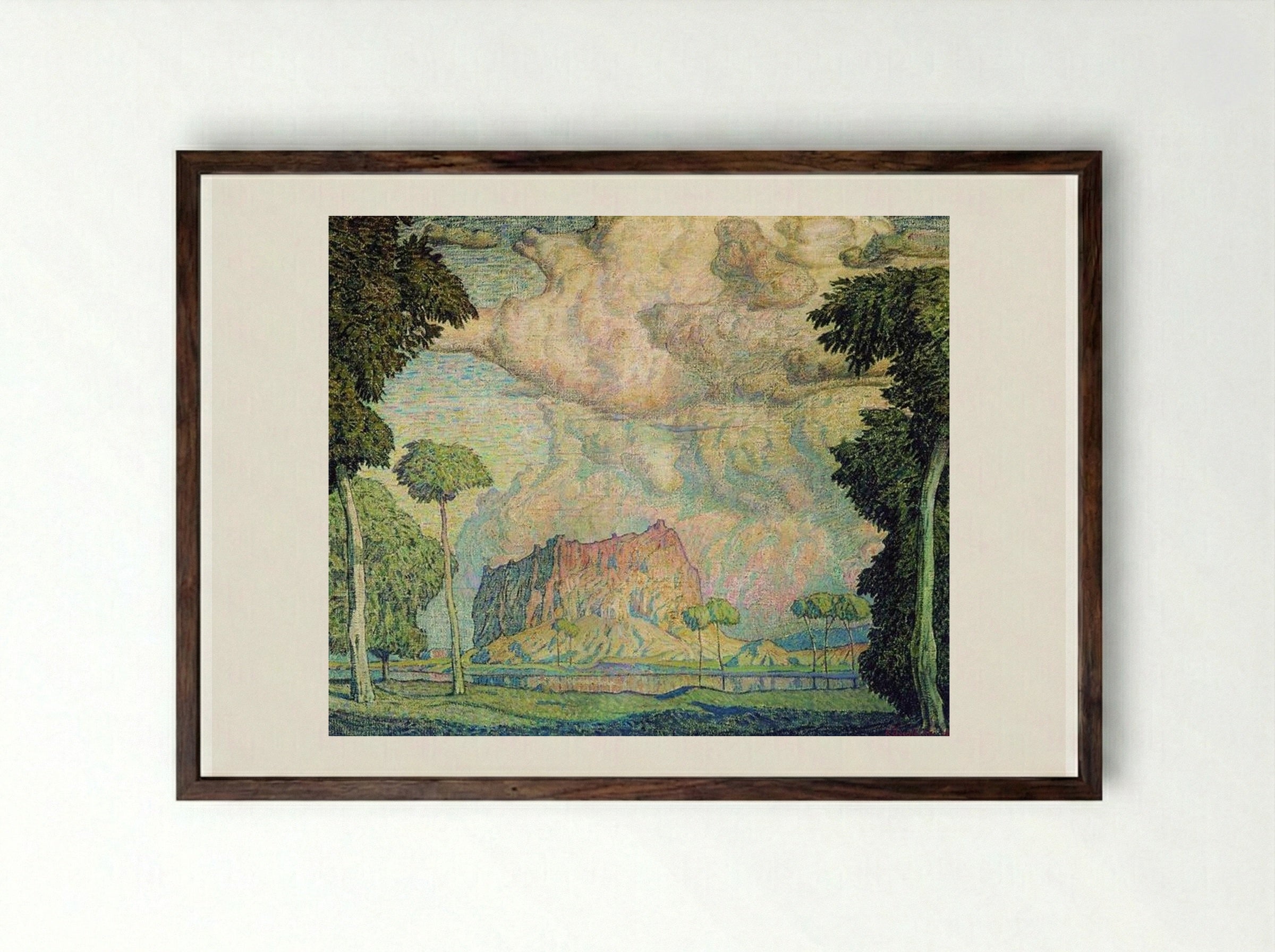 Tropical Landscape - Konstantin Bogaevsky - Framed Print Dark Wood