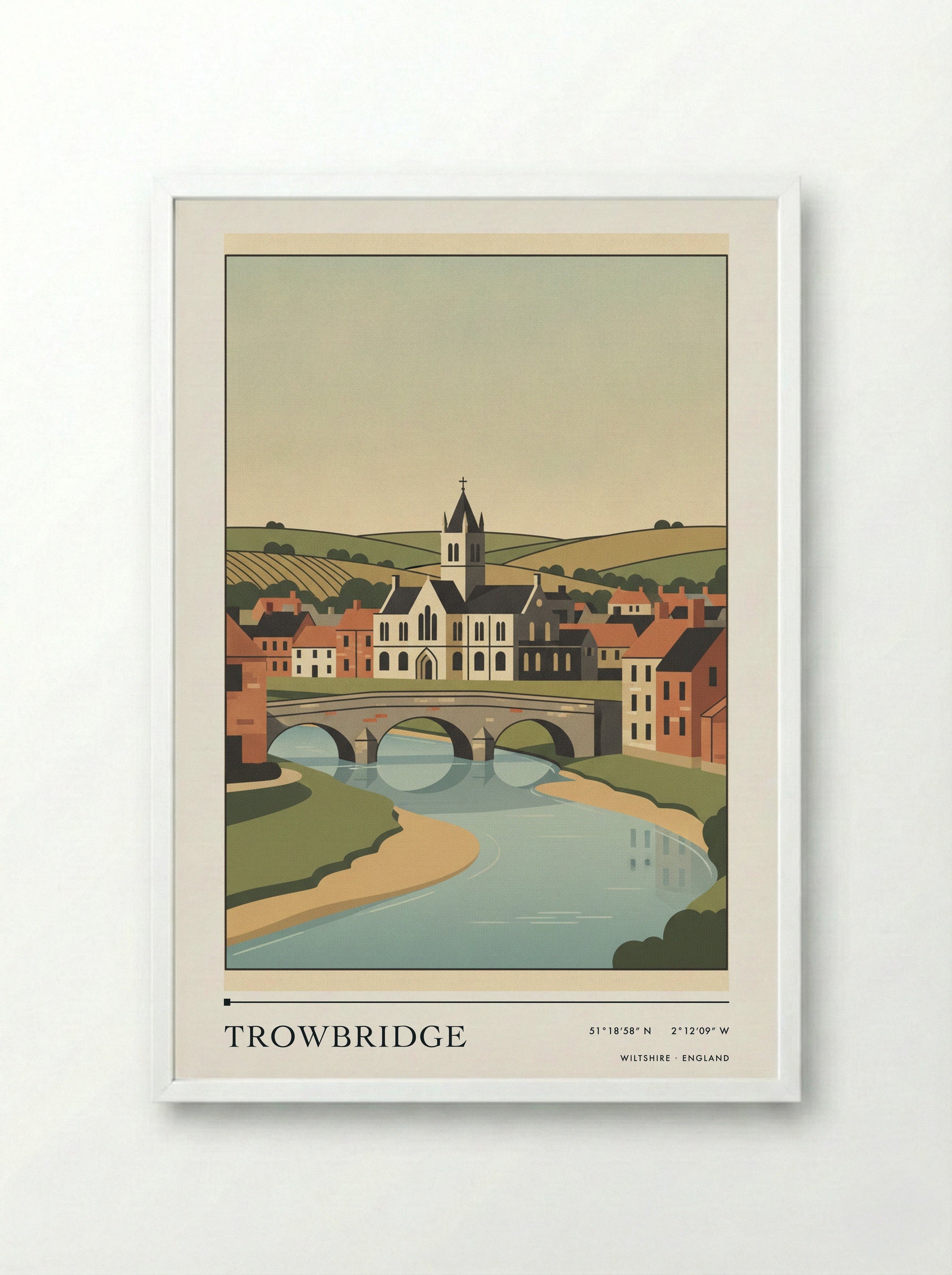 Trowbridge Wiltshire England Travel Poster - Framed Print White