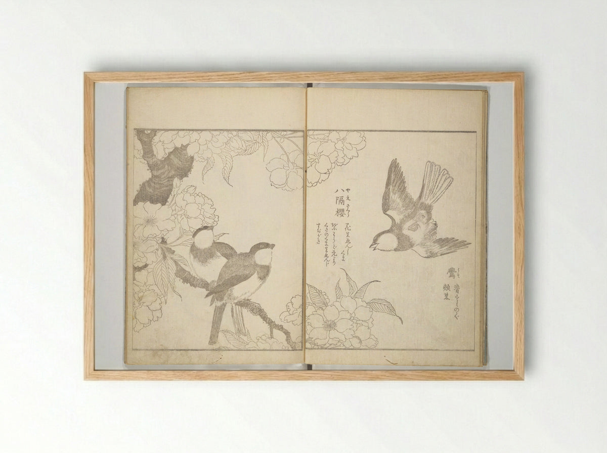 True Depictions of Bird and Flower Pictures - Kitao Shigemasa - Framed Print Wood