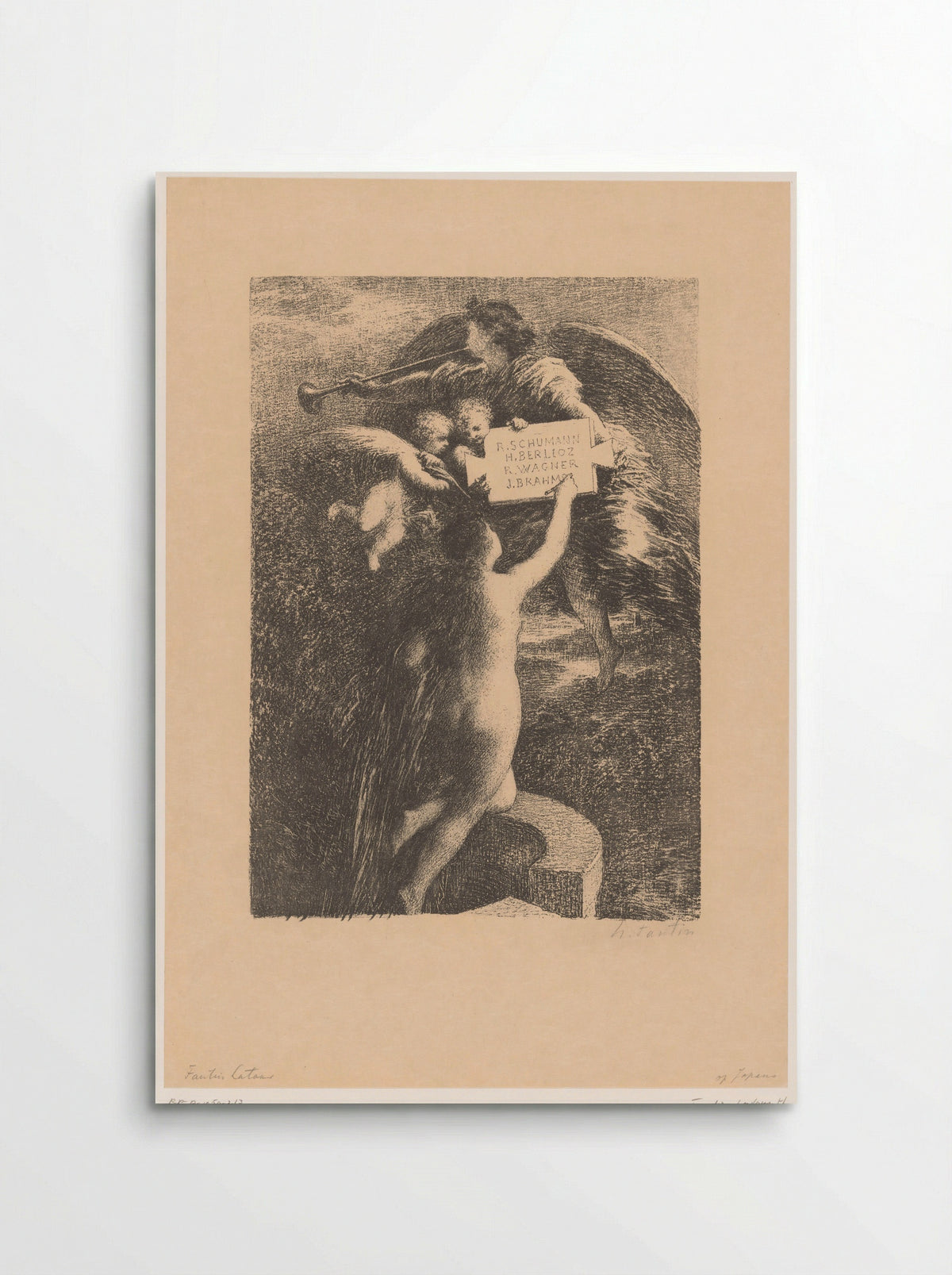 Truth Engraving the Names of Four Composers in Stone - Henri Fantin-Latour - Poster