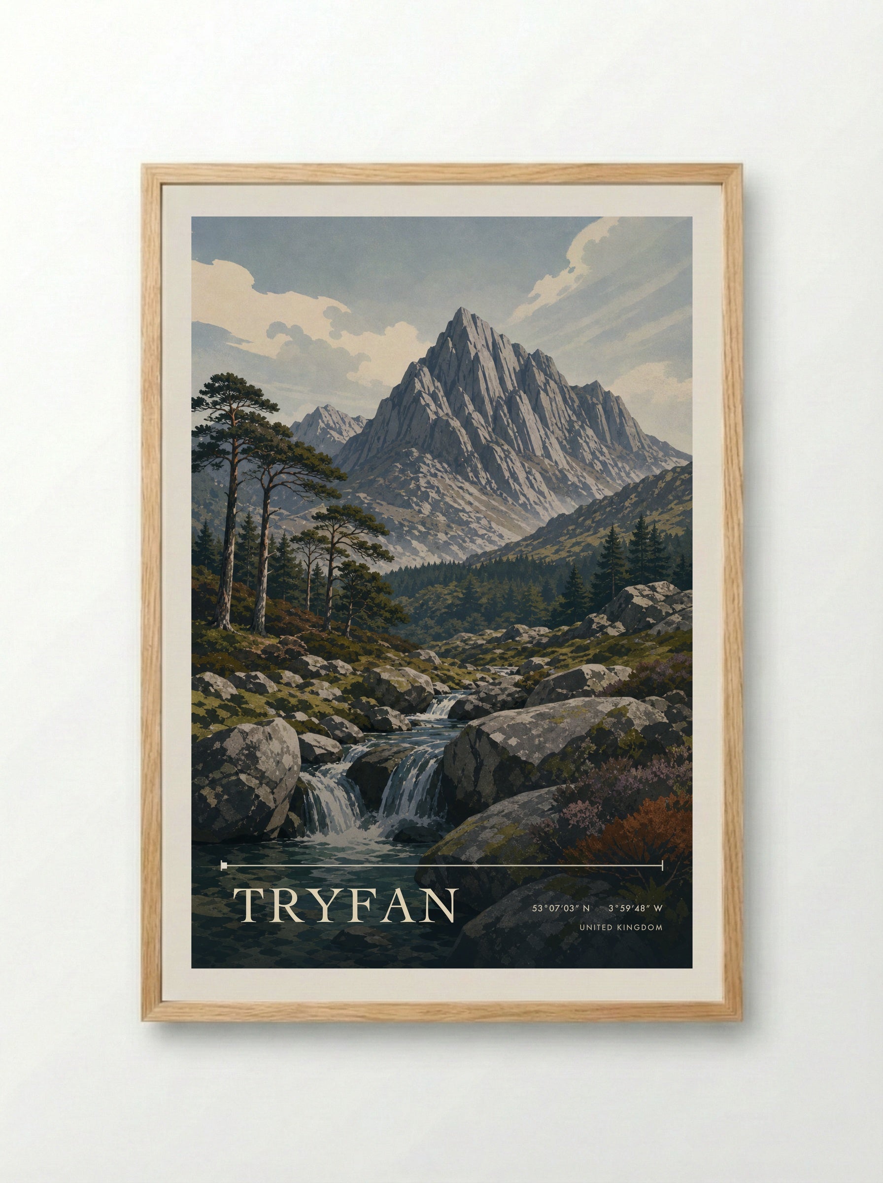 Tryfan United Kingdom Travel Poster - Framed Print Wood