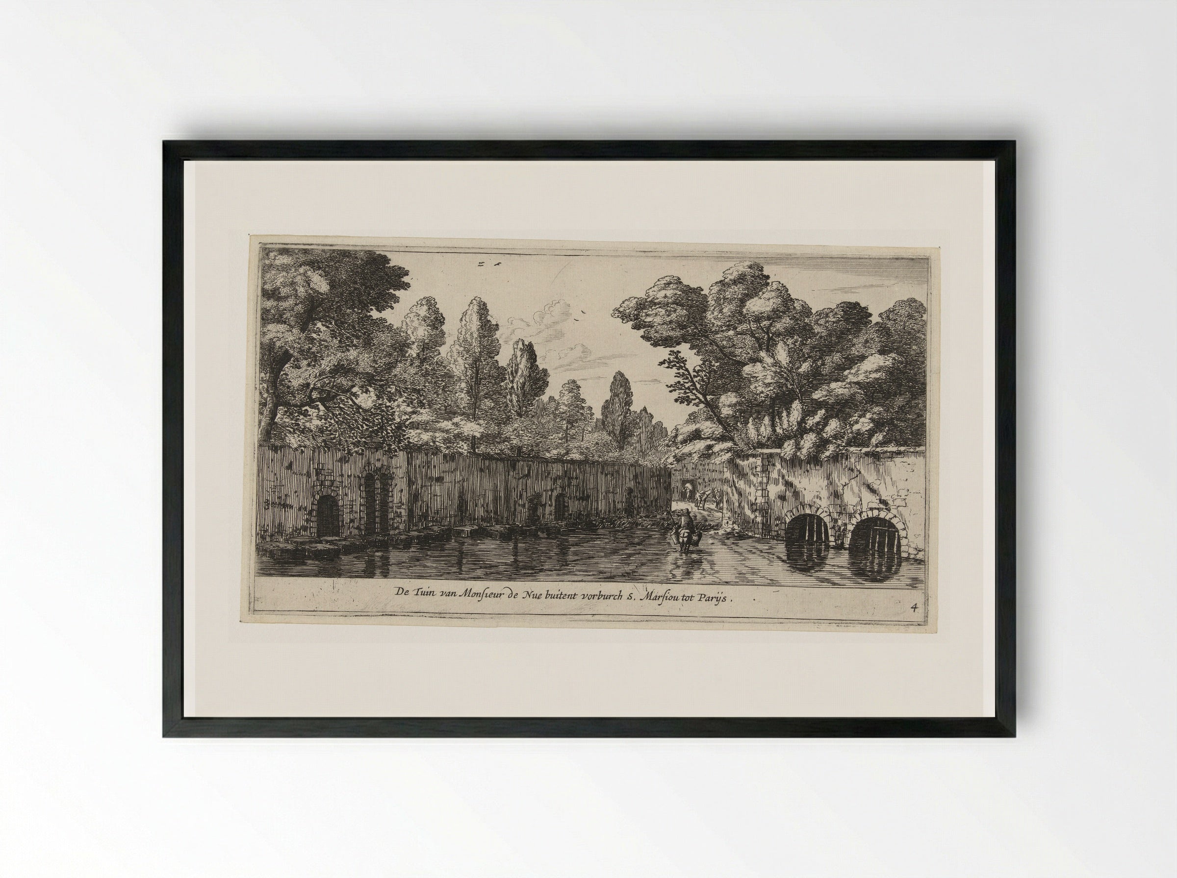 Tuin van Monsieur de Nue buiten de Parijse voorstad Marsiou - Reinier Nooms - Framed Print Black