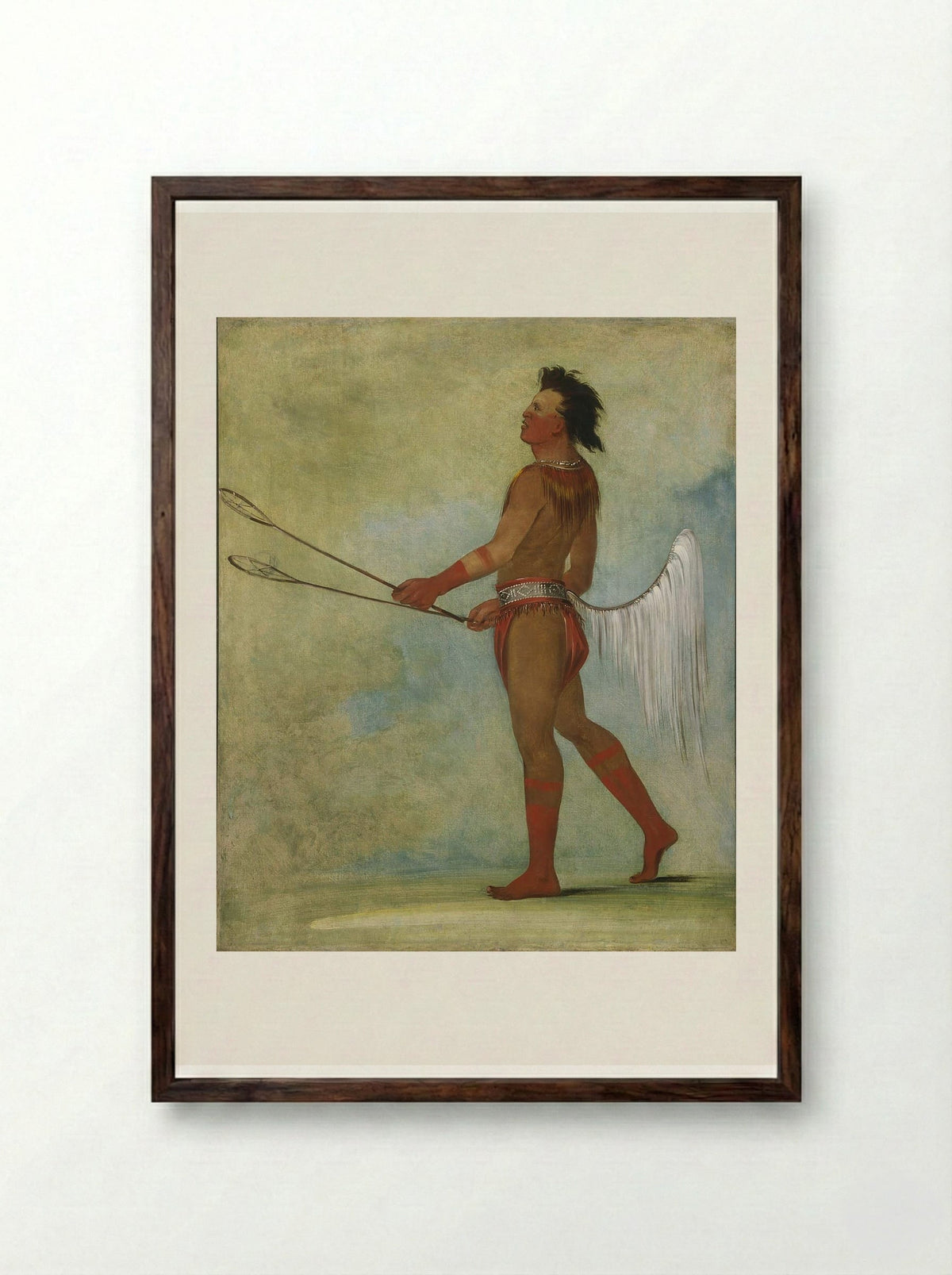 Tul-lock-chísh-ko, Drinks the Juice of the Stone (Choctaw) - George Catlin - Framed Print Dark Wood