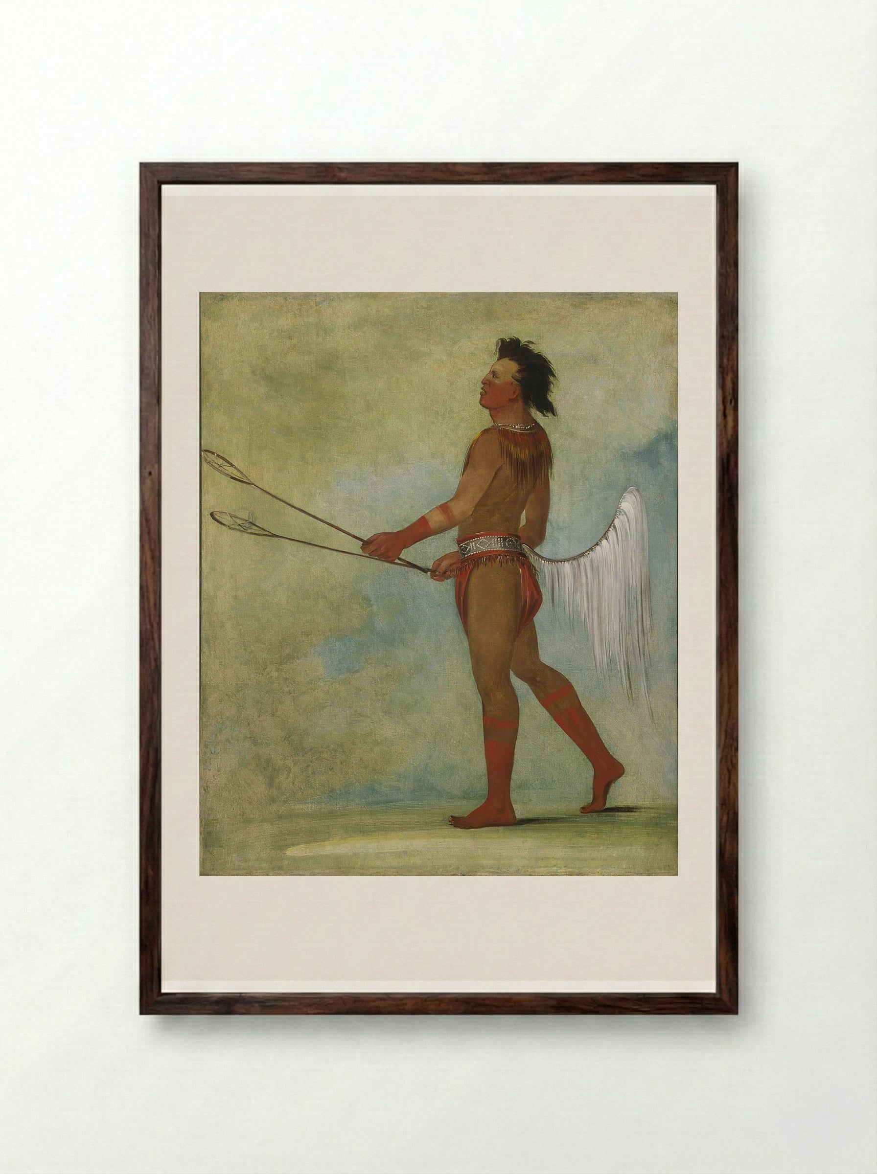 Tul-lock-chísh-ko, Drinks the Juice of the Stone (Choctaw) - George Catlin - Framed Print Dark Wood