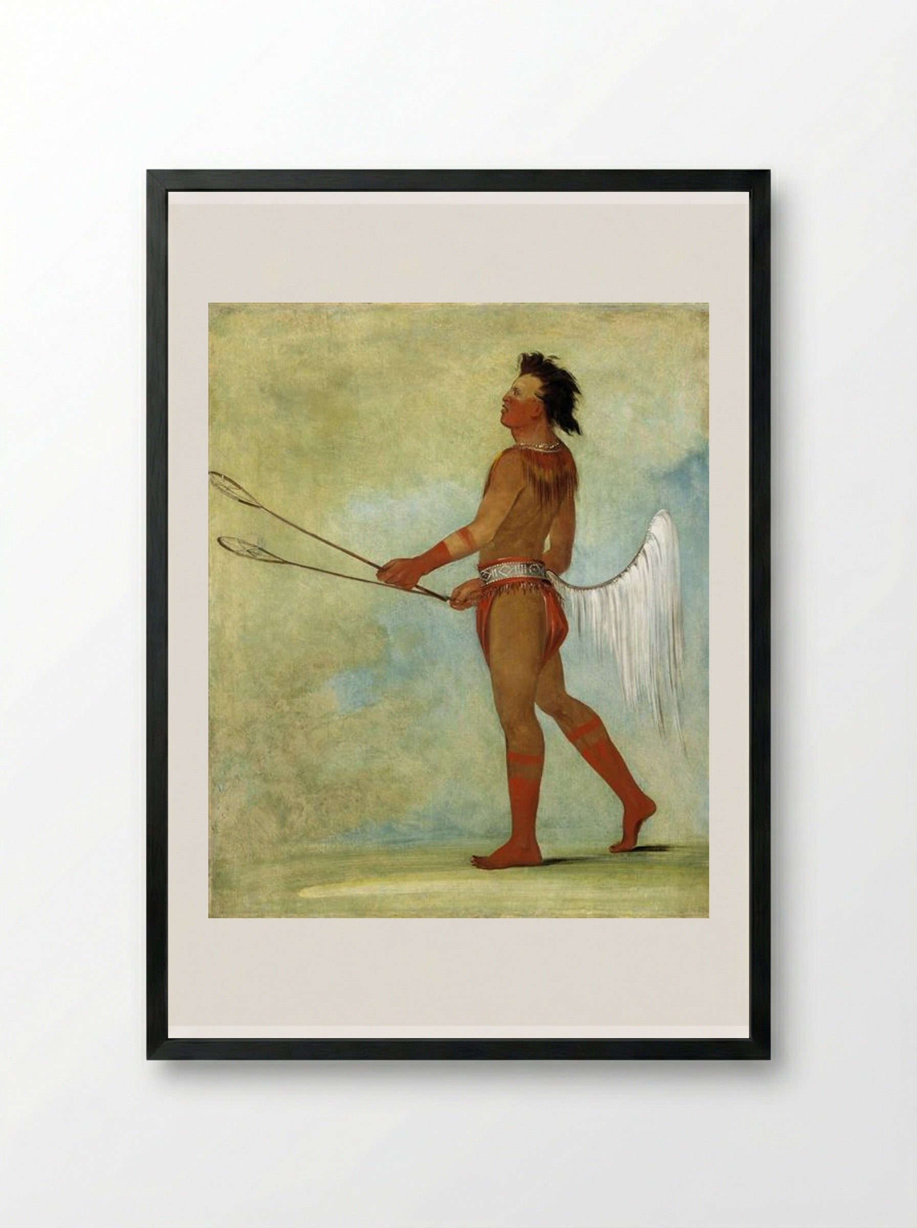 Tul-lock-chísh-ko, Drinks the Juice of the Stone, in Ball-player's Dress (Choctaw) - George Catlin - Framed Print Black