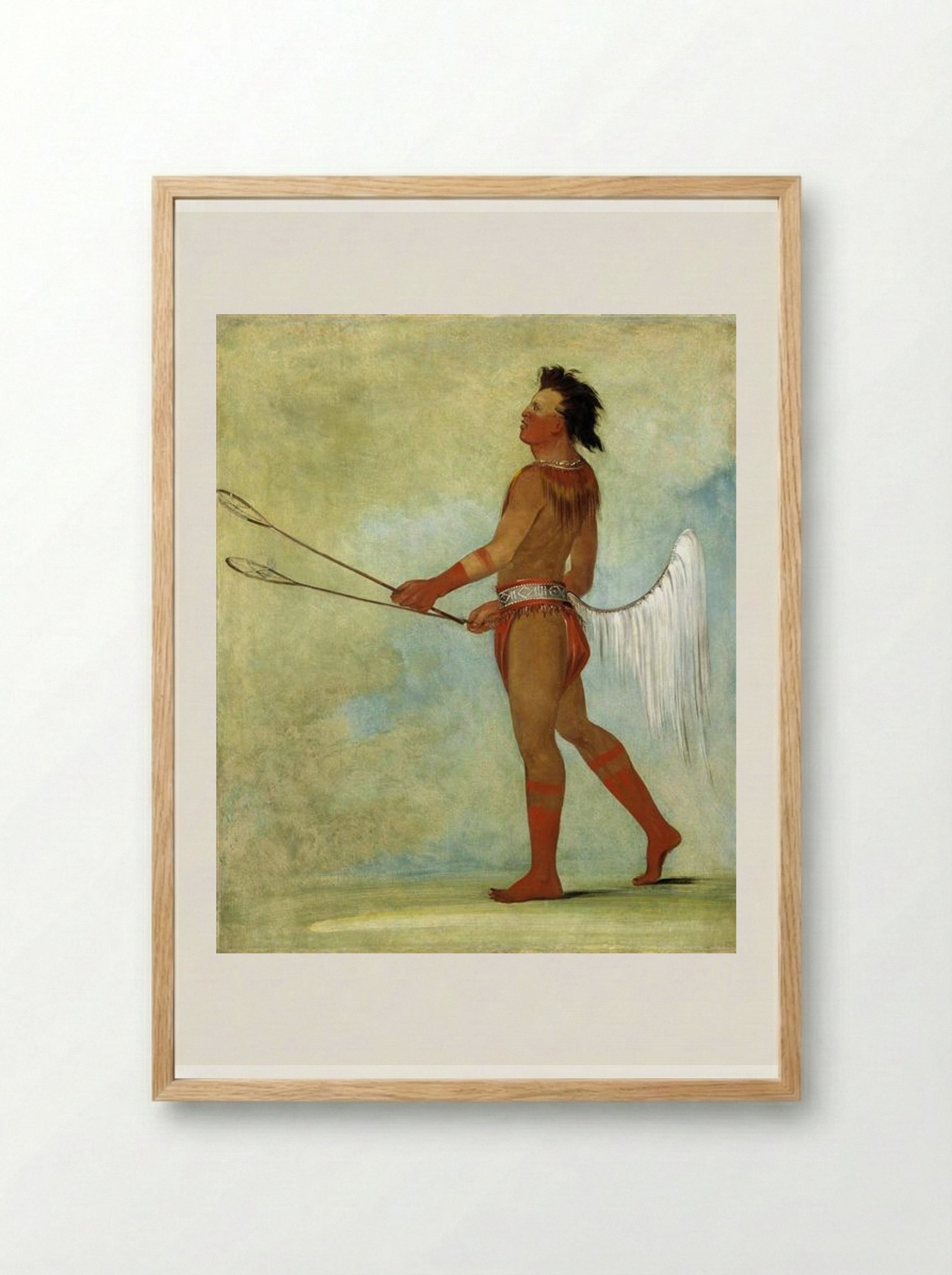 Tul-lock-chísh-ko, Drinks the Juice of the Stone, in Ball-player's Dress (Choctaw) - George Catlin - Framed Print Wood