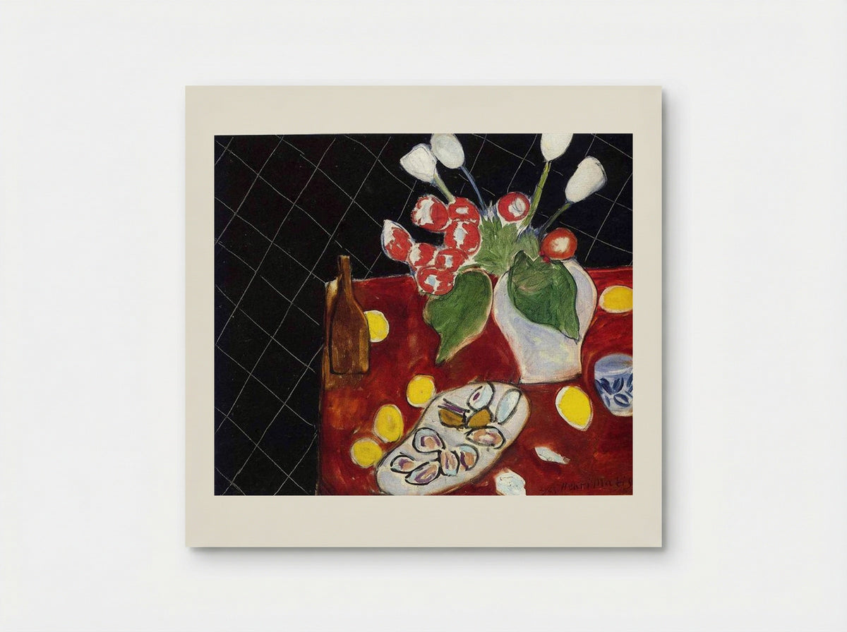 Tulips and Oysters on a Black Background - Henri Matisse - Poster